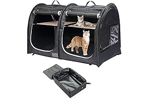 Mispace Portable Twin Compartment Show House Cat Cage/Large Cat Carrier for Car Travel