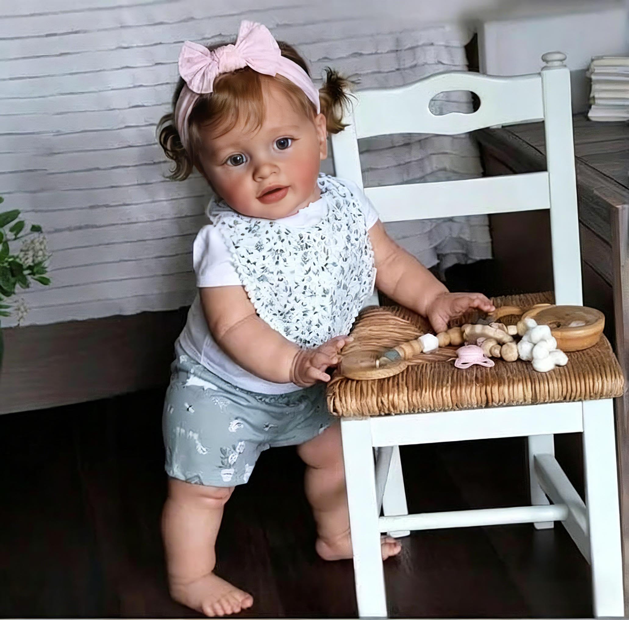 RXDOLL Bambole realistiche di grandi dimensioni Pippa 26 pollici realistiche Reborn Toddler Girl Bambole Soft Vinyl Cloth Body Real Looking Toddler Doll Giocattoli per ragazze Regali di Natale