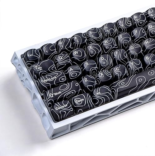dagaladoo Juego de teclas topográficas negras, perfil MOA PBT tapas 100 por ciento, teclado personalizado Dye-Sub de 129 teclas para teclado