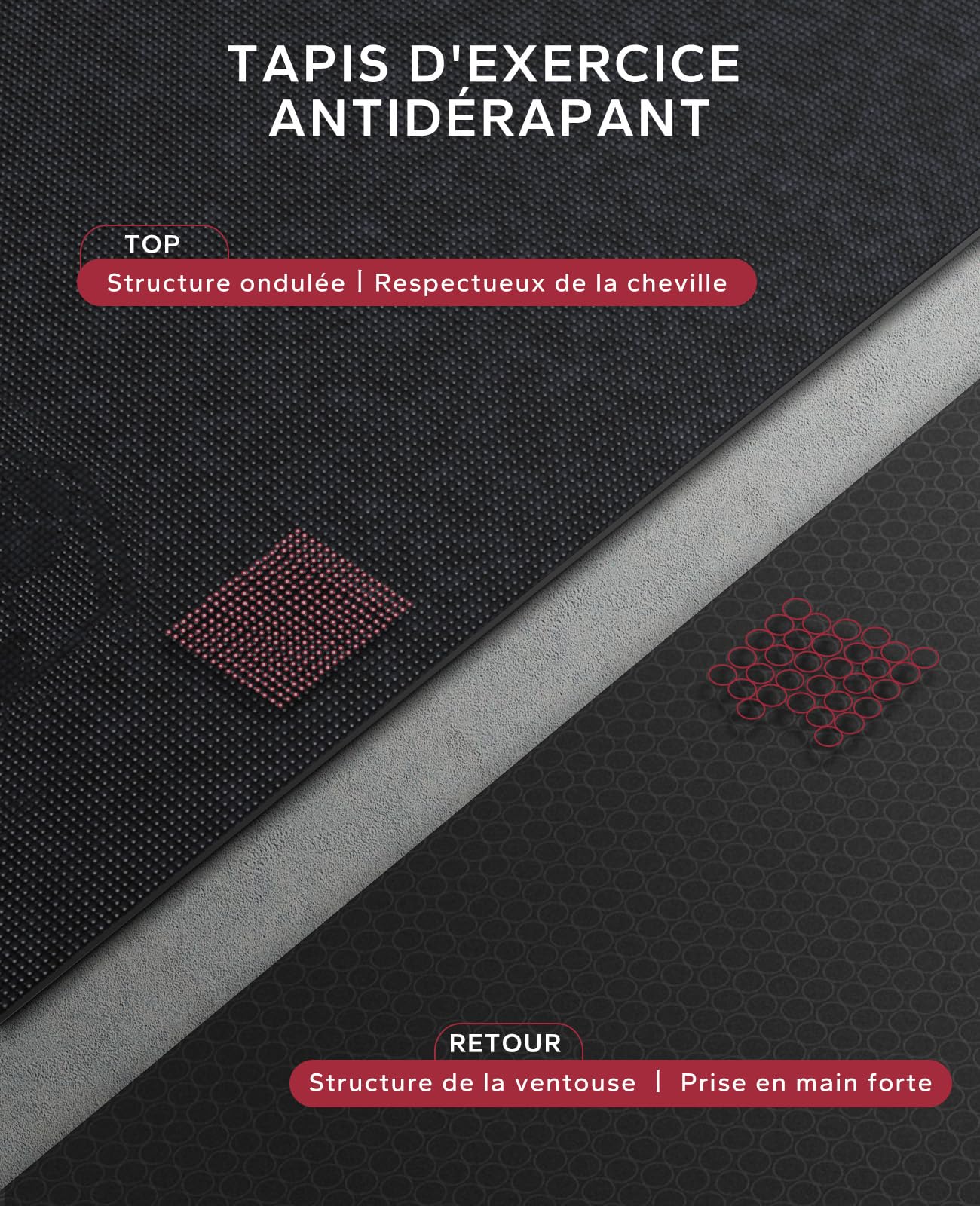 HAPBEAR Tapis d'Exercice Extra Large -183x122/213x152/244x183/274x183/305x183/366x183x0.8cm,Antidérapant,Ultra Durable,Tapis de Gym épais pour Pilates,Aérobic,Tapis de yoga,Tapis de Gym Haute Densité