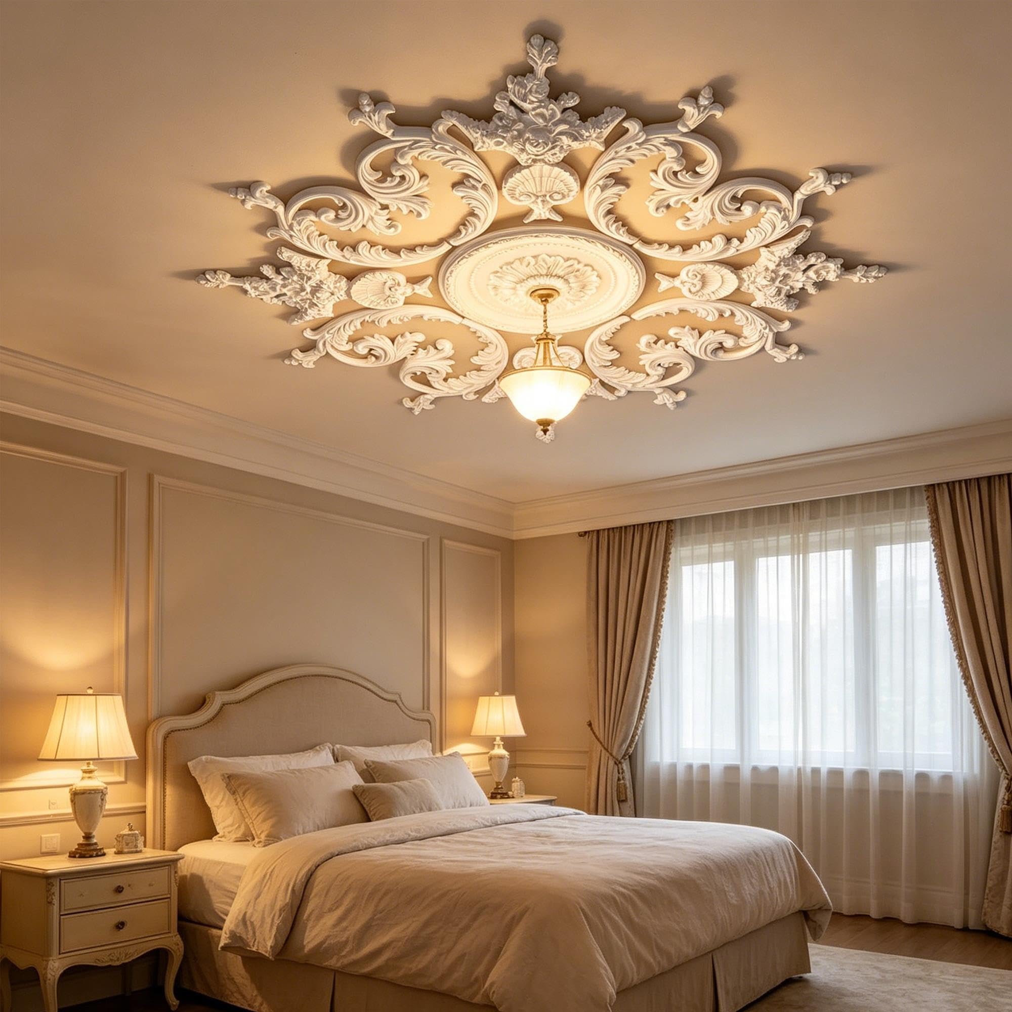Generico Rosone in Polistirolo per Soffitto e Pareti Bianco 97cm
