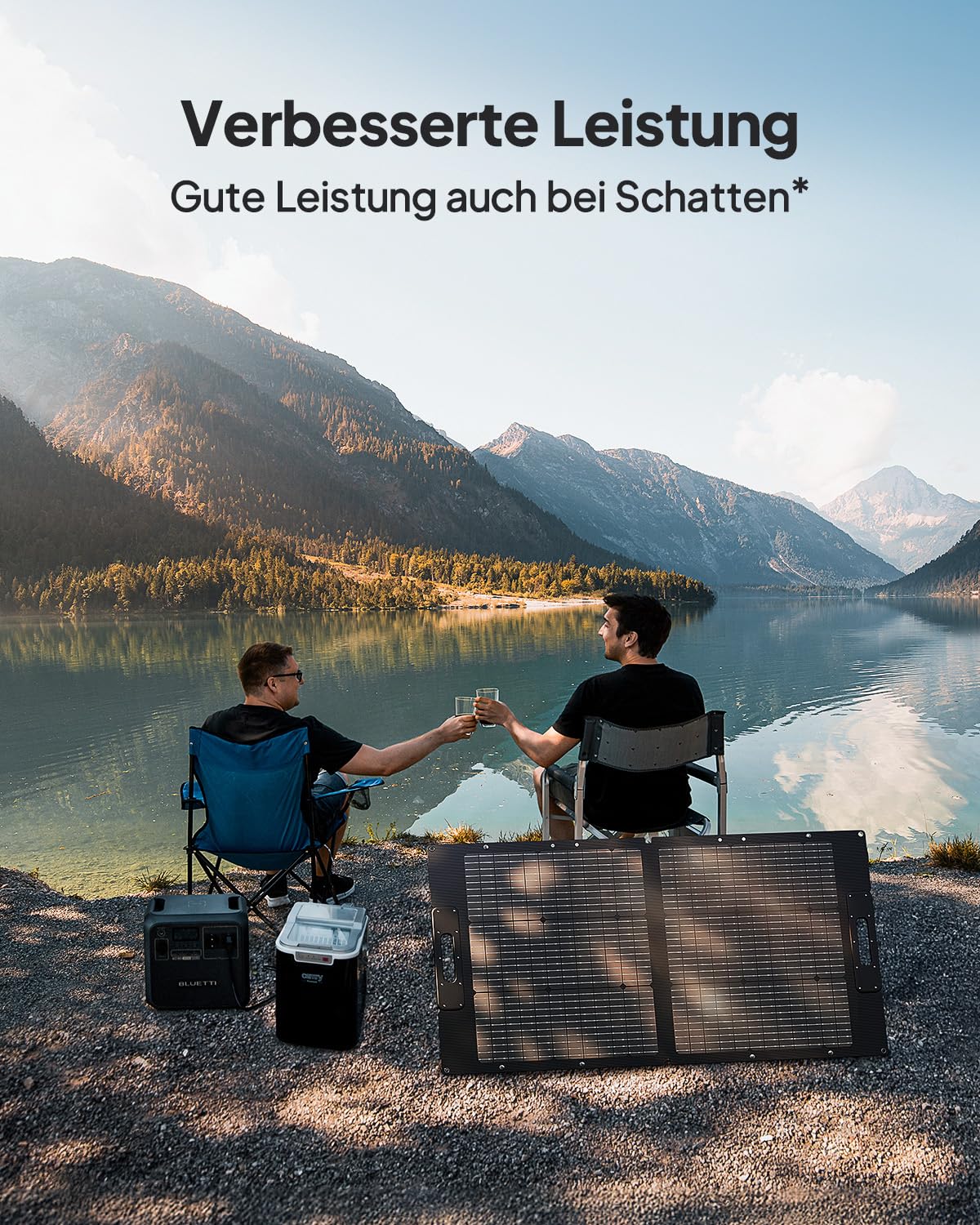 BLUETTI 100W Solar Panel, 100W für Tragbare Powerstation EB3A AC2A AC50B AC70 AC180 AC200L AC300, Faltbar Solarmodul mit Verstellbaren Ständern für RV, Camping, Garten