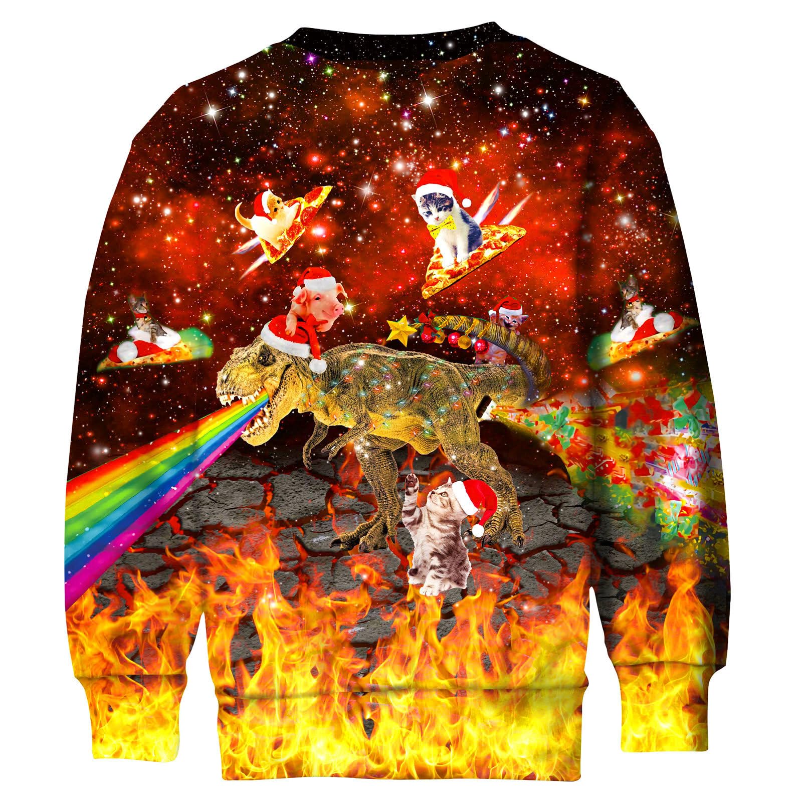 Kids4ever Maglione natalizio in pile con stampa 3D divertente a maniche lunghe per ragazzi