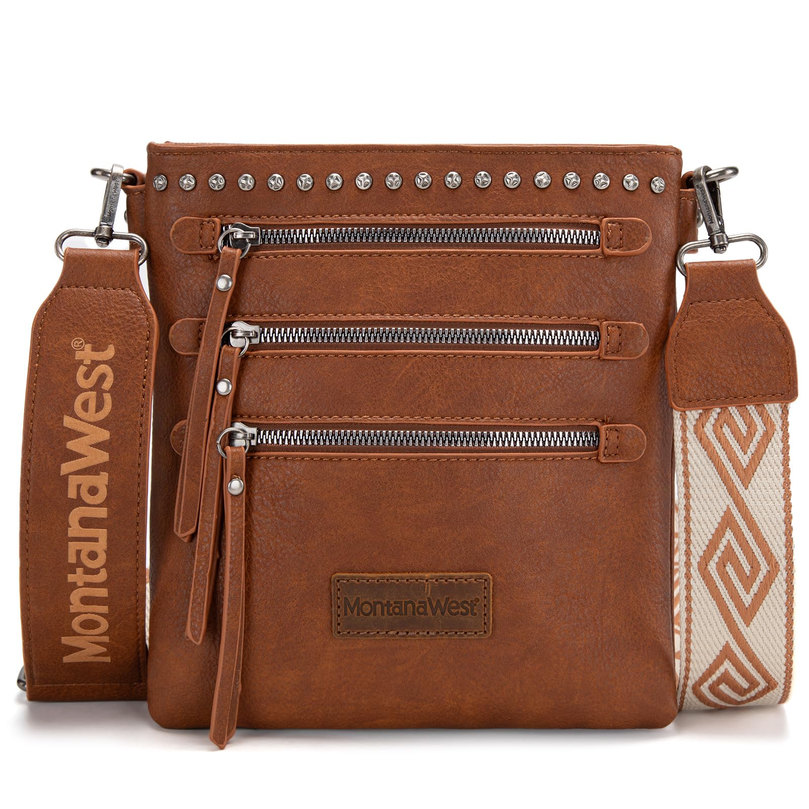 Montana WestCrossbody Bags for Women Multi Zip Pocket Crossover Purses with Guitar Strap