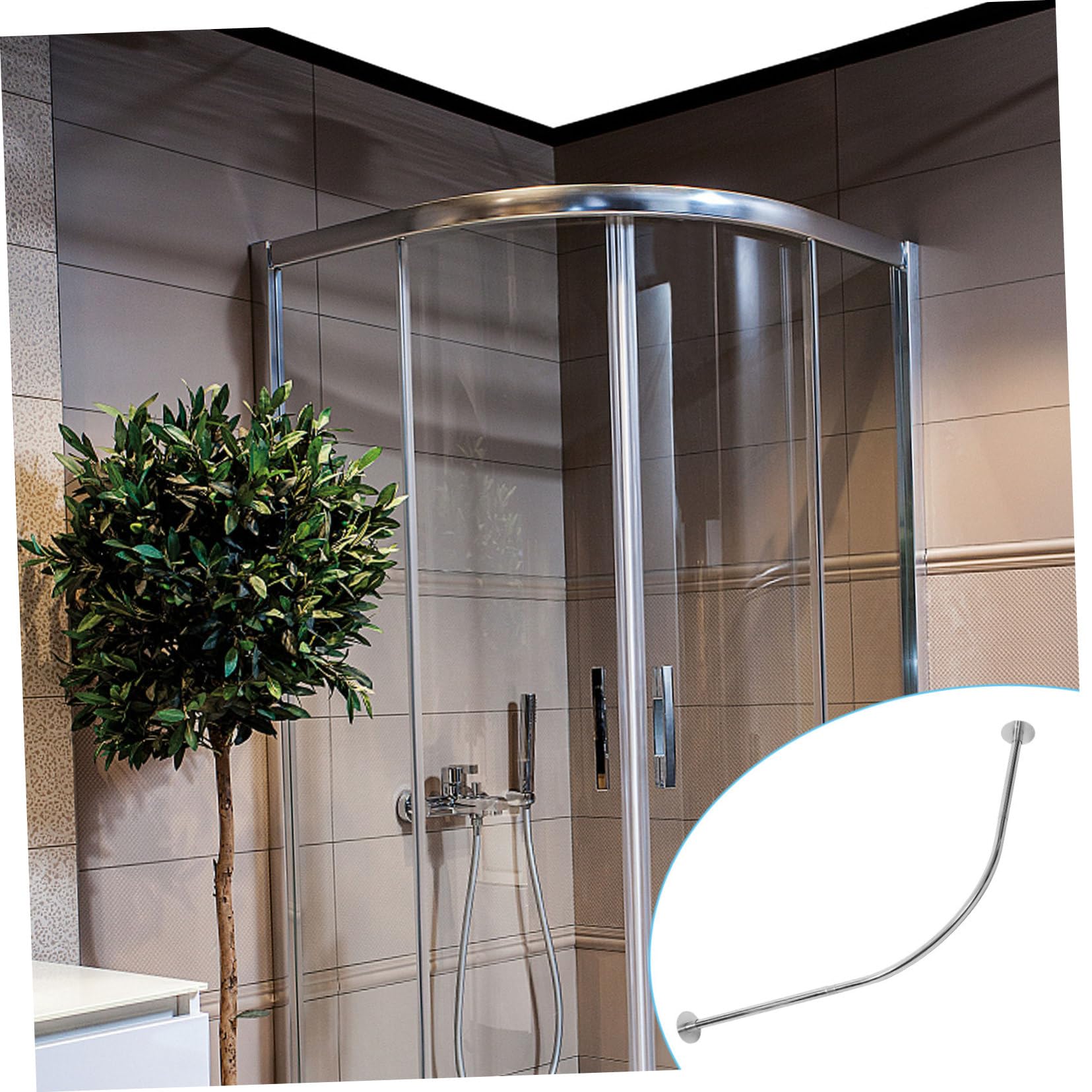 Mobestech Varilla Telescópica Curva de Inoxidable Barra de Cortina de Ducha Extensible para Esquina para Baño