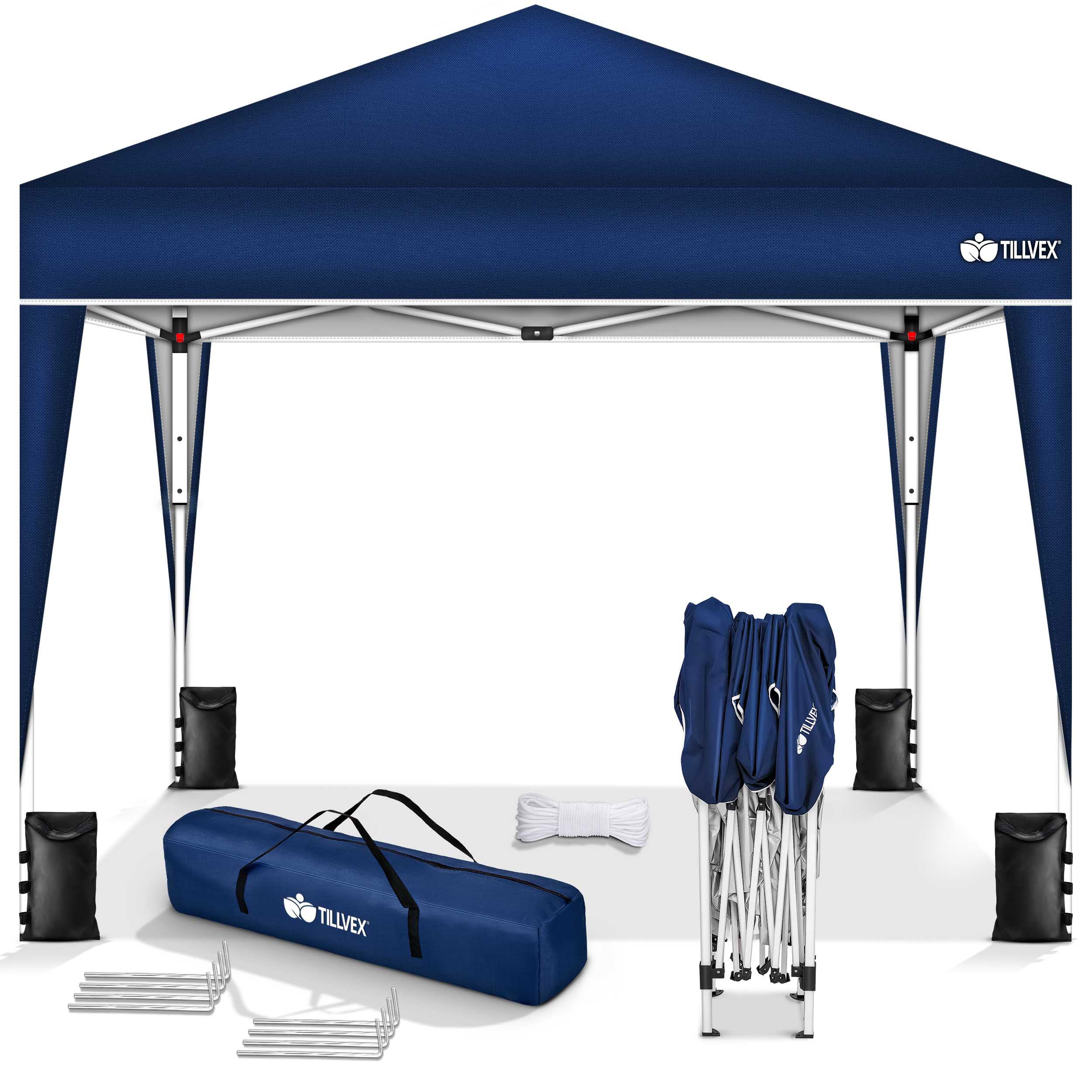 tillvex® Pavillon 3x3m Wasserdicht + 4X Sandsäcke | Stabil & Winterfest | Pop-Up Faltpavillon Höhenverstellbar | Gartenzelt UV 50+ | Partyzelt Klappbar mit Tasche für Garten Camping Festival Party