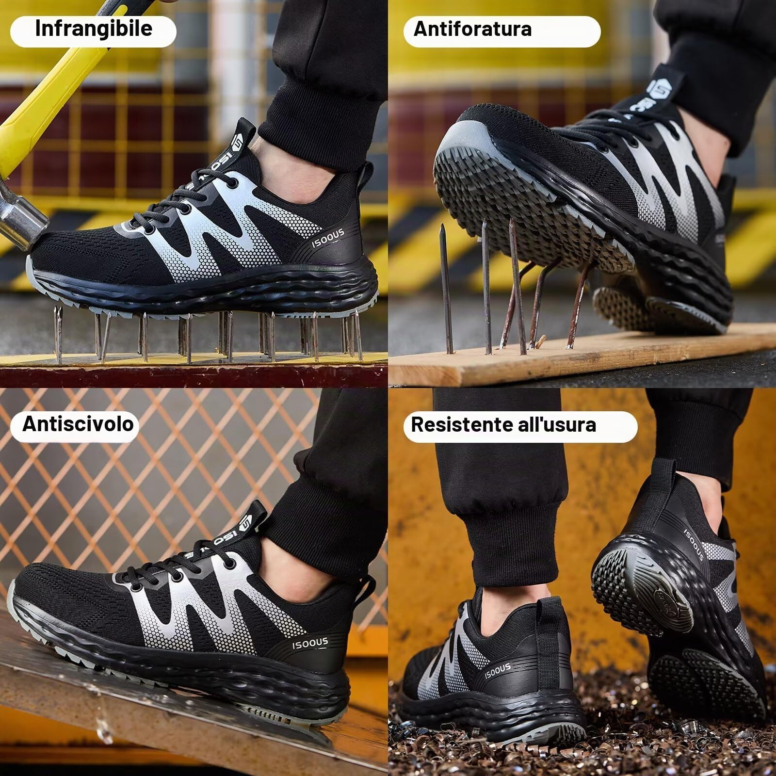 Scarpe Antinfortunistiche Uomo Donna Leggere Scarpe da Lavoro Comode Scarpe Sicurezza con Punta in Acciaio Traspiranti