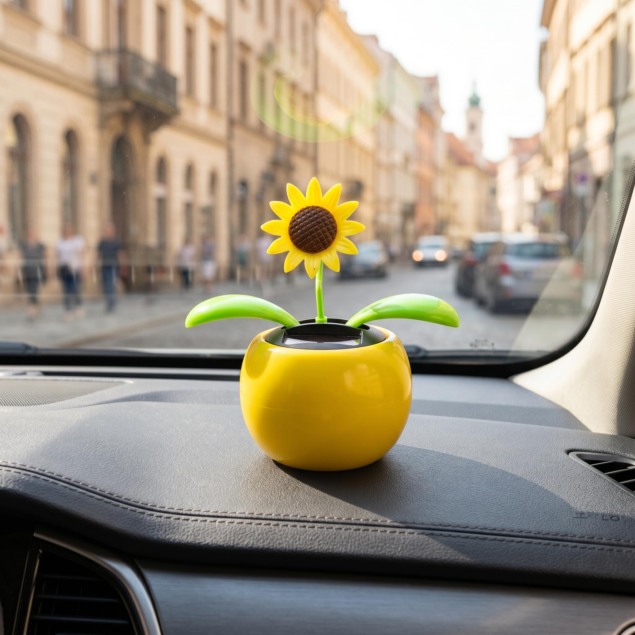 Toyvian Solarbetriebene Tanzende Sonnenblume Auto Armaturenbrett Dekoration 11.00X7.00X7.00Cm Innenraum Ornamente Energiesparende Auto-Innendekoration