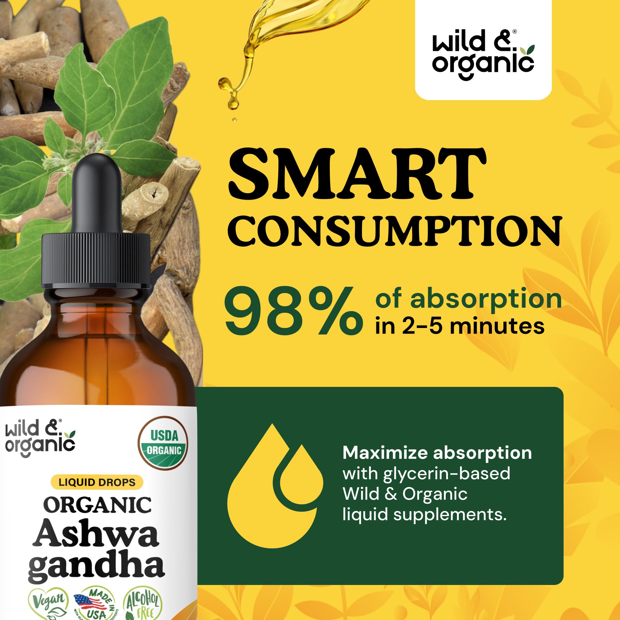 USDA Organic Ashwagandha Drops - Mood Support & Energy - 4 oz — Amazon image 4