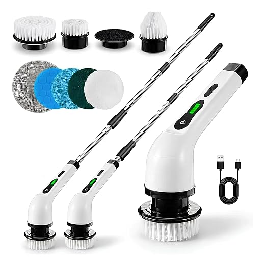 Esfregão Elétrico Giratório Profissional 9 em 1 – Sem Fio, Recarregável e Ajustável 360° - Potência Máxima para Limpeza Pesada (Banheiro, Piso, Azulejo e Carro)