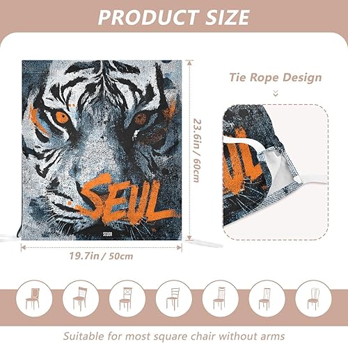 Miniatura 2 de Seaul Tigers Sketch Seat Covers for Chairs Anti-Dust for Festivals (Easter Graduation etc) Set of 2 Decorating Cover Chairs Dining Room fundas para