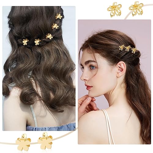 Miniatura 9 de CWJCYTNSN 16 pinzas pequeñas para el cabello para mujeres y niñas, mini pinzas de pelo de flores de cristal, horquillas de metal de 0.8 pulgadas,