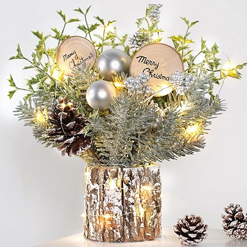 N&T NIETING Árbol de Navidad pequeño, mini decoración artificial de árbol de Navidad de mesa con adornos de Navidad para el hogar, fiesta, Acción de