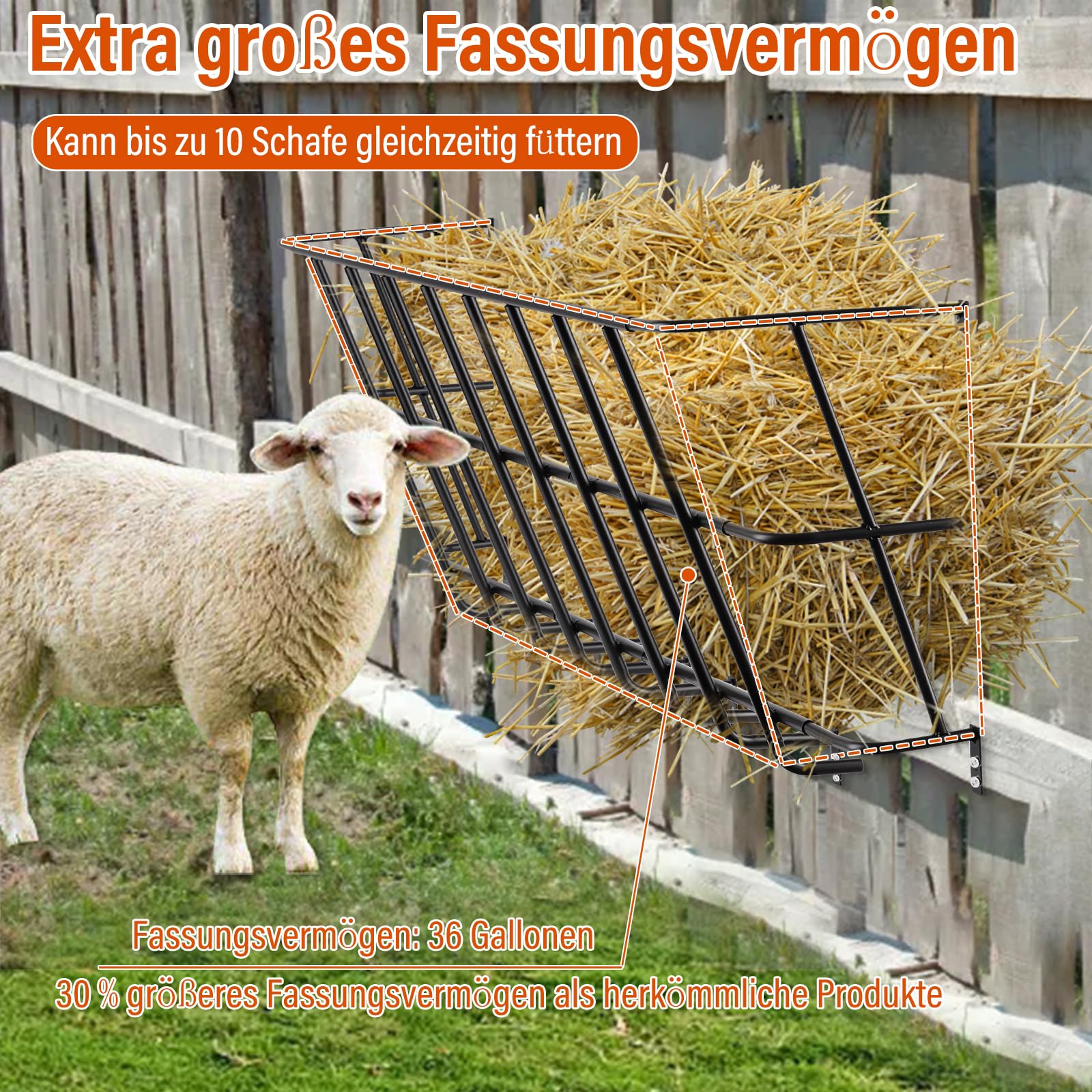 Heuraufe Pferde, Verzinkt Heuraufe,üBerdimensionale ZiegenfüTterung Wandmontierte Ziegenheuraufe, Heuraufe Schafe,HäNgende RinderfüTterung für Schafe, Pferde,Raufe für Pferde