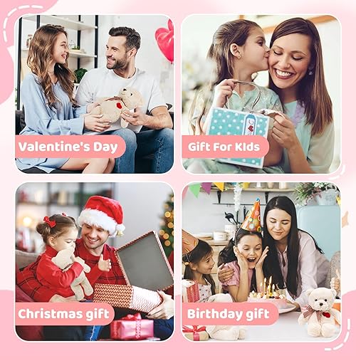 Miniatura 6 de Riuhot Oso de peluche pequeño con corazón, lindo oso de peluche blanco, animal de peluche para el día de San Valentín, oso de peluche suave,