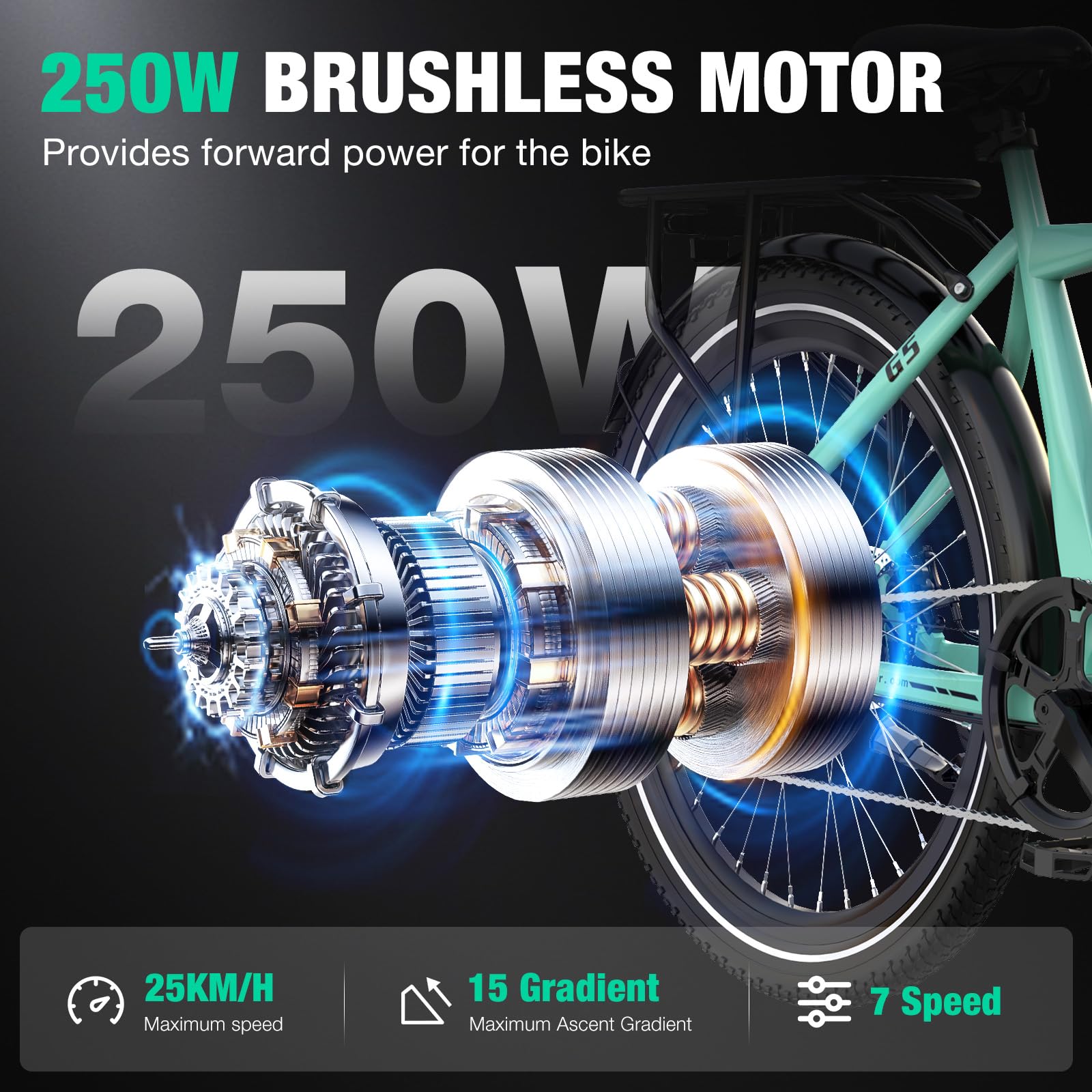 RCB G5 27,5" Adult E Bike, Mountain E-Bike, Motor 250W, Max Speed 25km/h, NFC/APP Start, Reichweite 80km, Geeignet für Männer und Frauen Commuter Riding