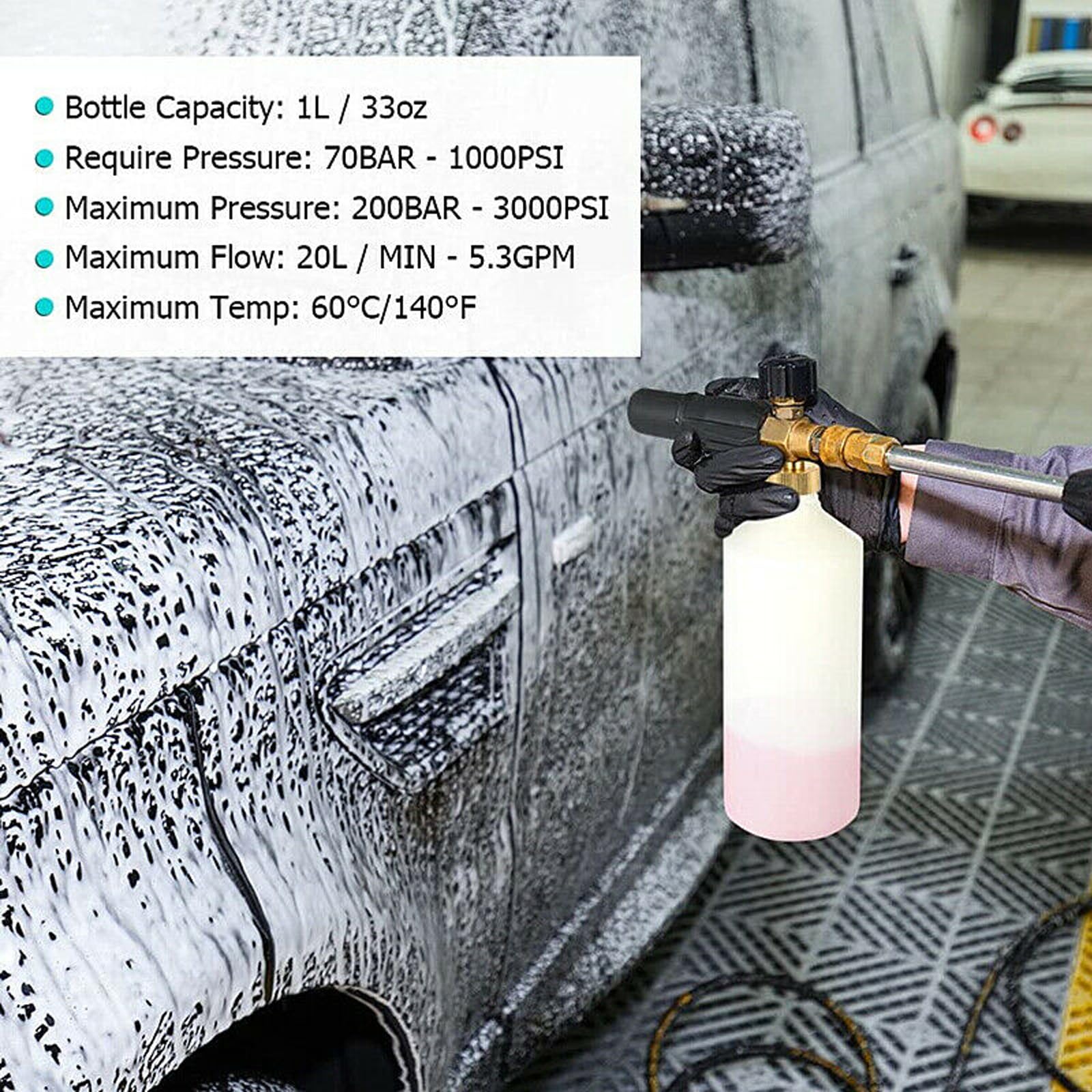 Anhoer Snow Foam Lance Leak Proof Snow Foam Gun 1L Bottles Snow Foam Bottle with Adjustable Nozzle for Nilfisk Gerni STIHL G1/G2/G3/G4/G4R/G5 - Image 3