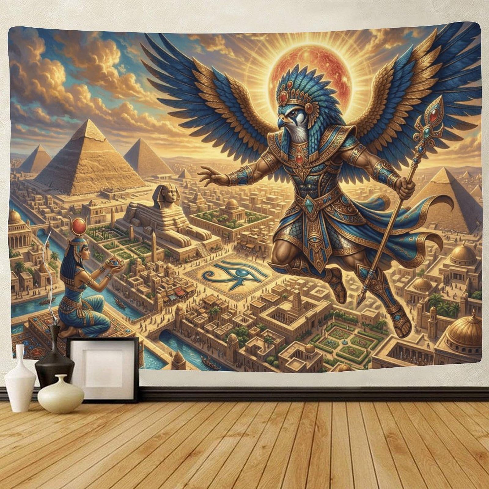 GPMNBCXZK Egyptian Horus Wall Tapestry Sphinx Bedroom Art Home Decor 3D Printed 180cmx230cm