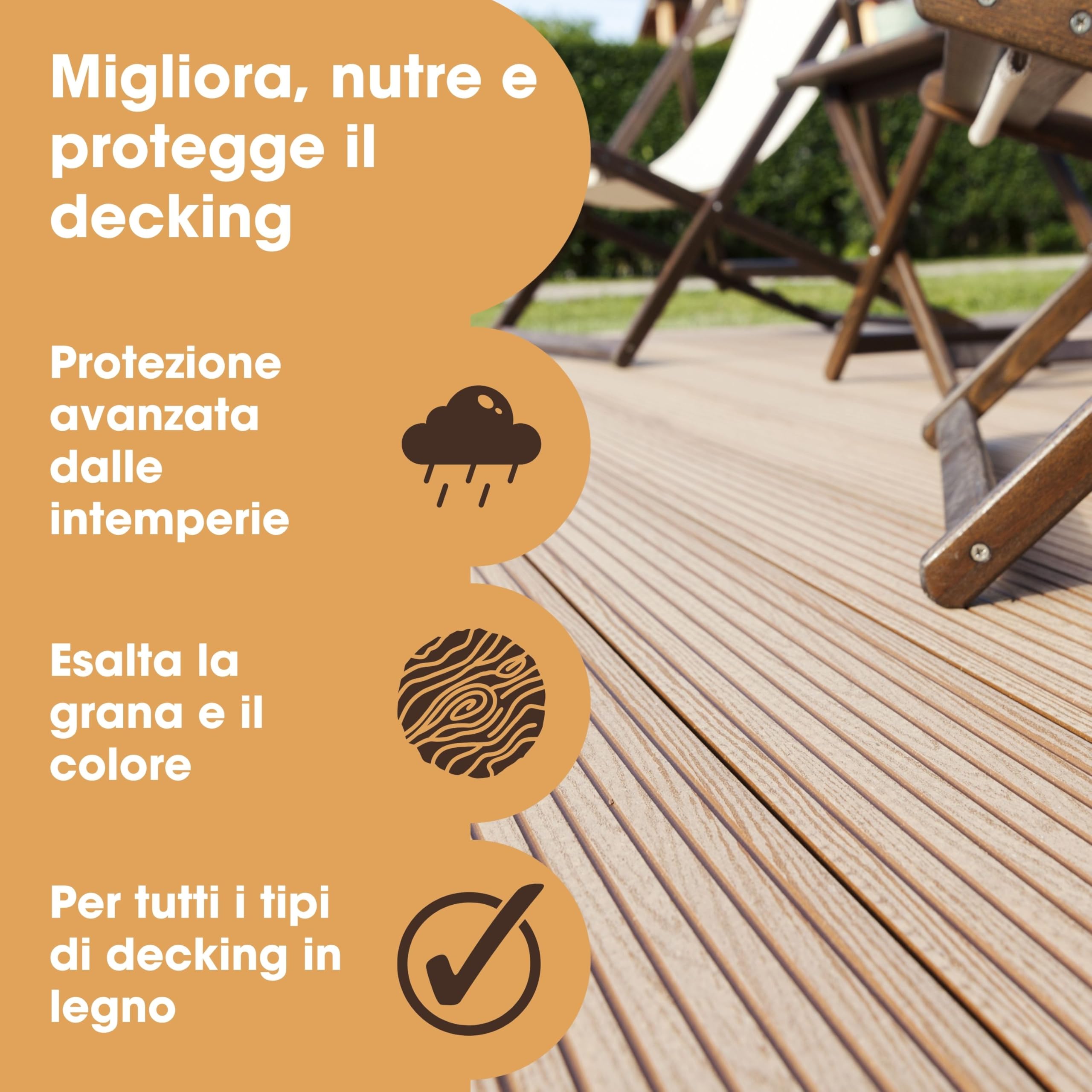 Furniture Clinic Olio per pavimenti esterni 5l - Migliora e nutre il legno - Trattamento di protezione trasparente per pavimenti in legno - Sigillante protettivo contro intemperie e raggi solari