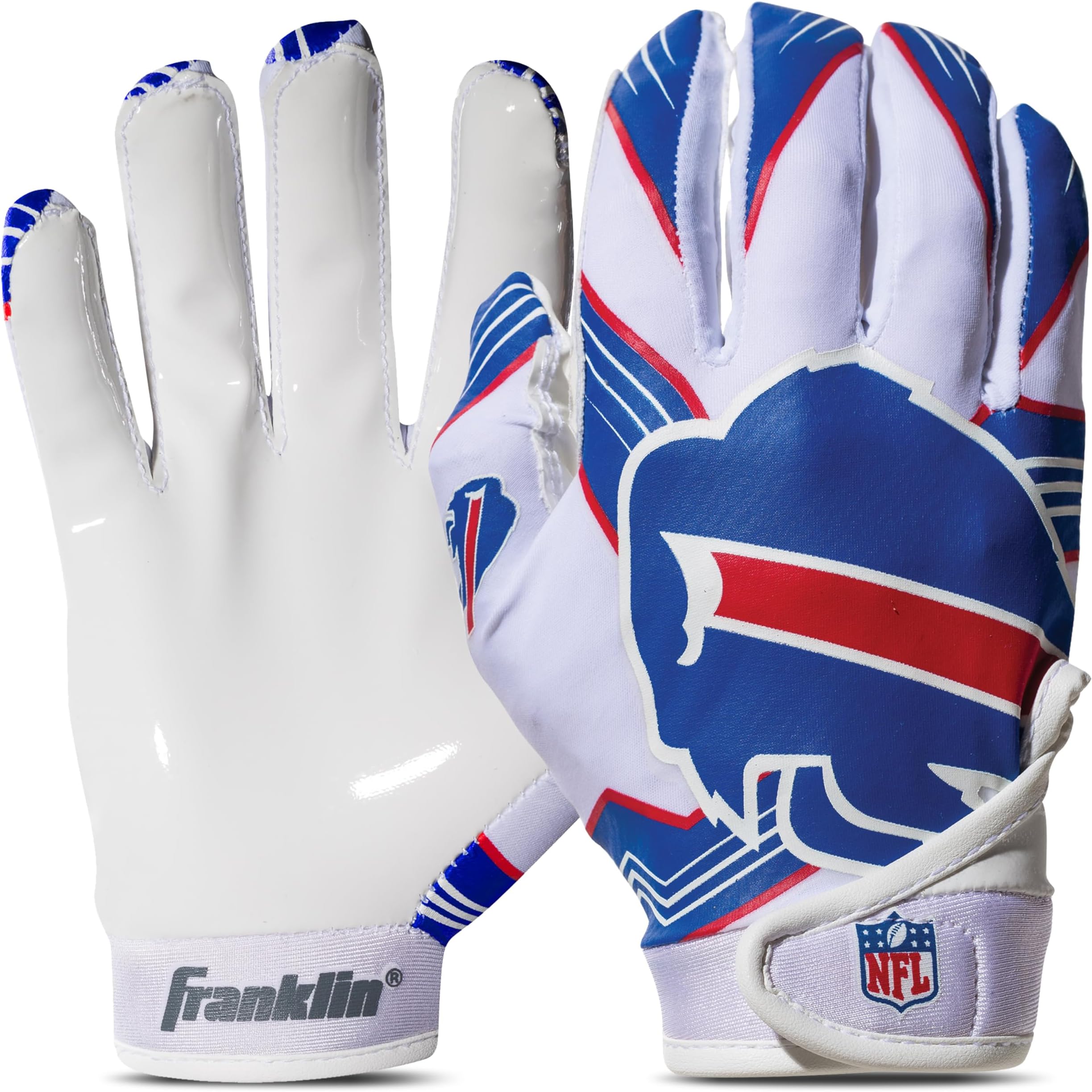 Youth NFL Football Receiver Gloves - Kids Football Gloves Pair - NFL Team Logos and Silicone Palm