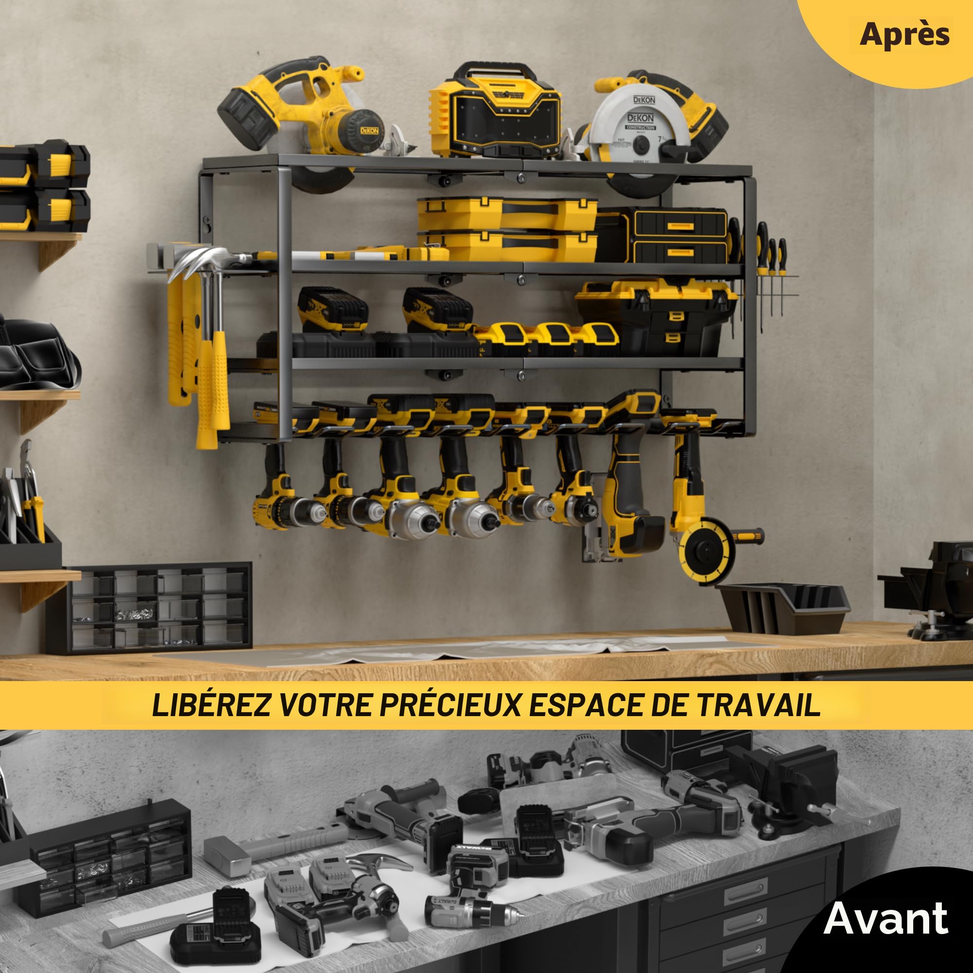 YOSOO Support mural pour outils 18V - Rangement pratique pour batteries YOSOO Support mural pour outils 18V - Rangement pratique pour batteries