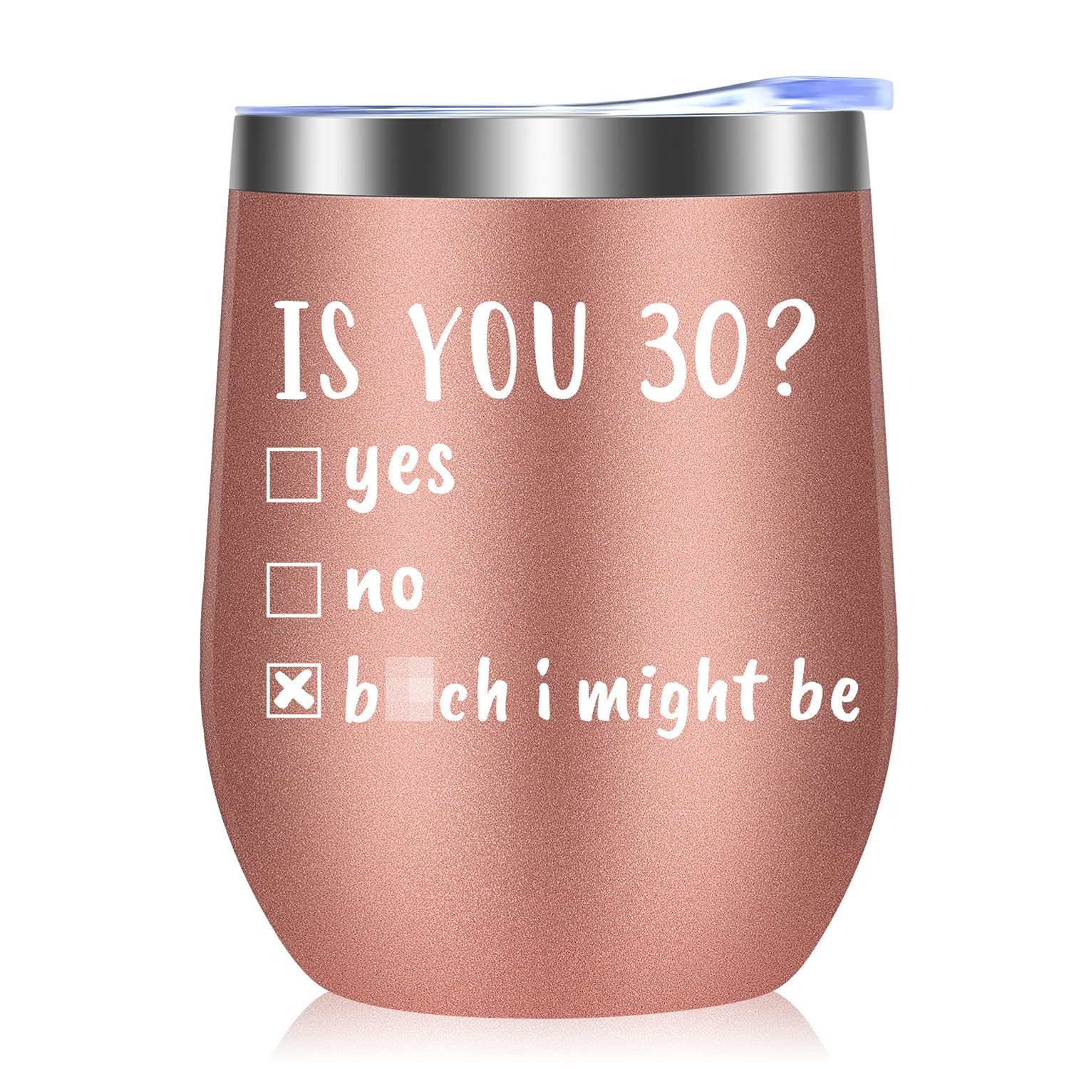 Is You 30 - Funny 30th Birthday Gifts for Women and Men, 30 Year Old Birthday Gifts Ideas for Wife, Husband, Friends, Sister, Mom, Dad, Coworker - 12oz Insulated Tumbler with Keychain Rose Gold