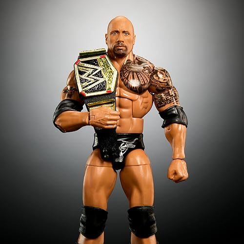 Miniatura 6 de Mattel WWE Elite Collection WrestleMania - Juego de figuras de acción, The Rock coleccionable con accesorios y piezas de Nicholas Build-A-Figure
