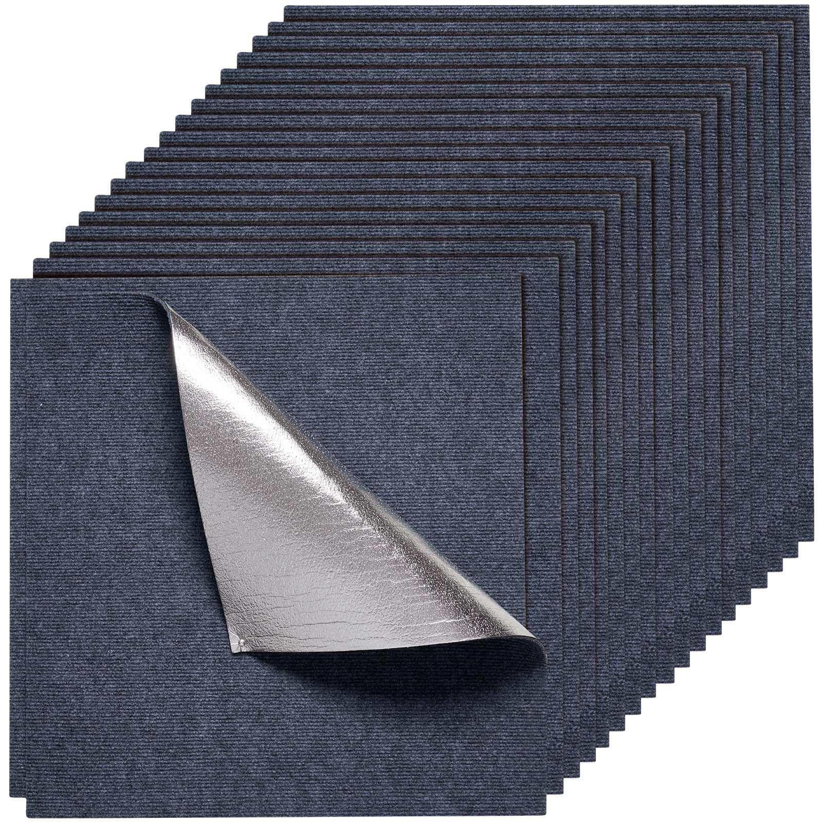 VEVOR Płytki dywanowe 609,6 x 609,6 x 5 mm, 15 sztuk, samoprzylepne wykładziny podłogowe o powierzchni 5,5 m², łatwa wymiana "zrób to sam" do salonu i biura, szare