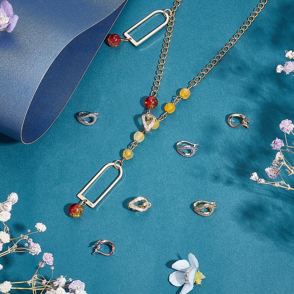 BENECREAT 8pcs 2 Colors Necklace Shortener Enhancer Clasp, Cubic Zirconia Diamond Connector Openable Lock Extender for 8mm (0.31 Inch) Pearl Gemstone Bead Jewelry Making - Image 3