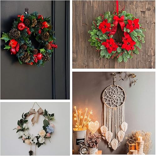 Miniatura 9 de Paquete de 3 anillos de aro de metal grandes con diseño floral de macramé dorado (6 pulgadas, 8 pulgadas, 10 pulgadas) para hacer decoración de