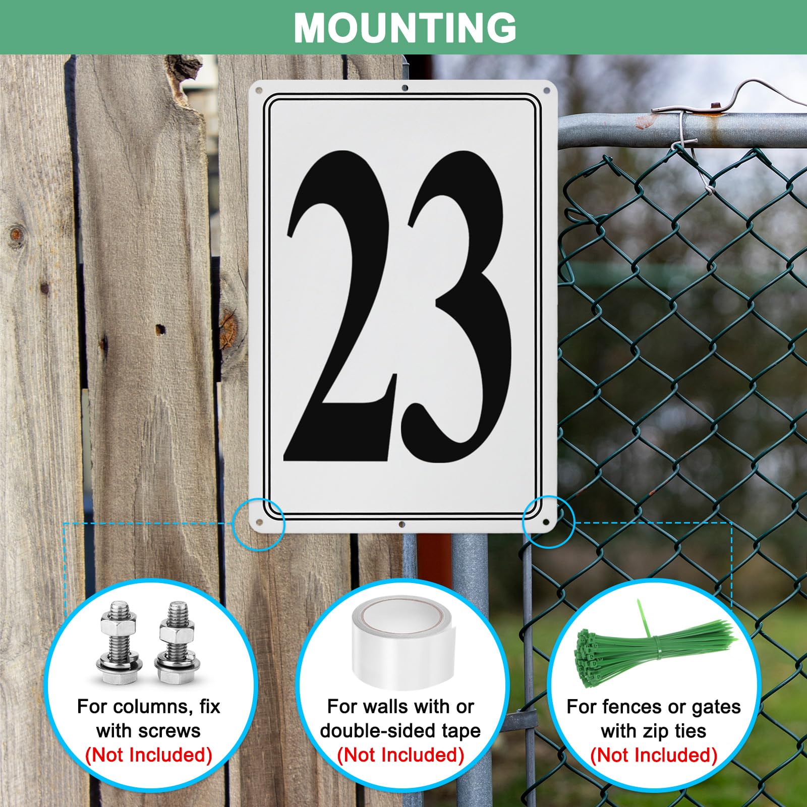 M METERXITY Aluminum Number Sign 23, 11.8 Inch House Numbers and Metal Letters, Parking Spot Letter Signs - Image 4