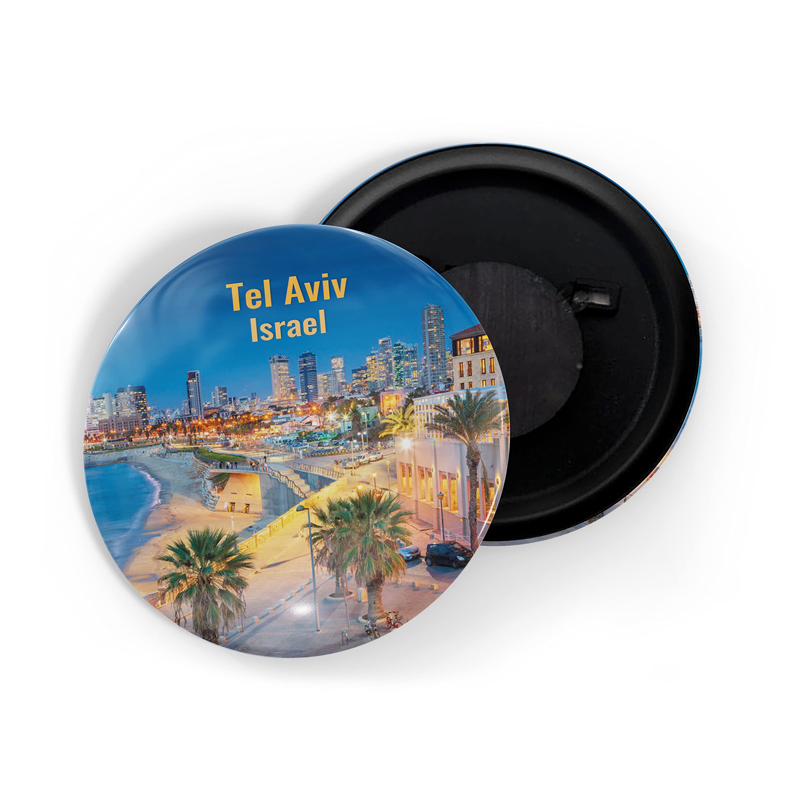 dhcrafts Fridge Magnet Multicolor Israel Tev Aviv Isarel Israel Glossy Finish Design Pack of 1 (58mm)