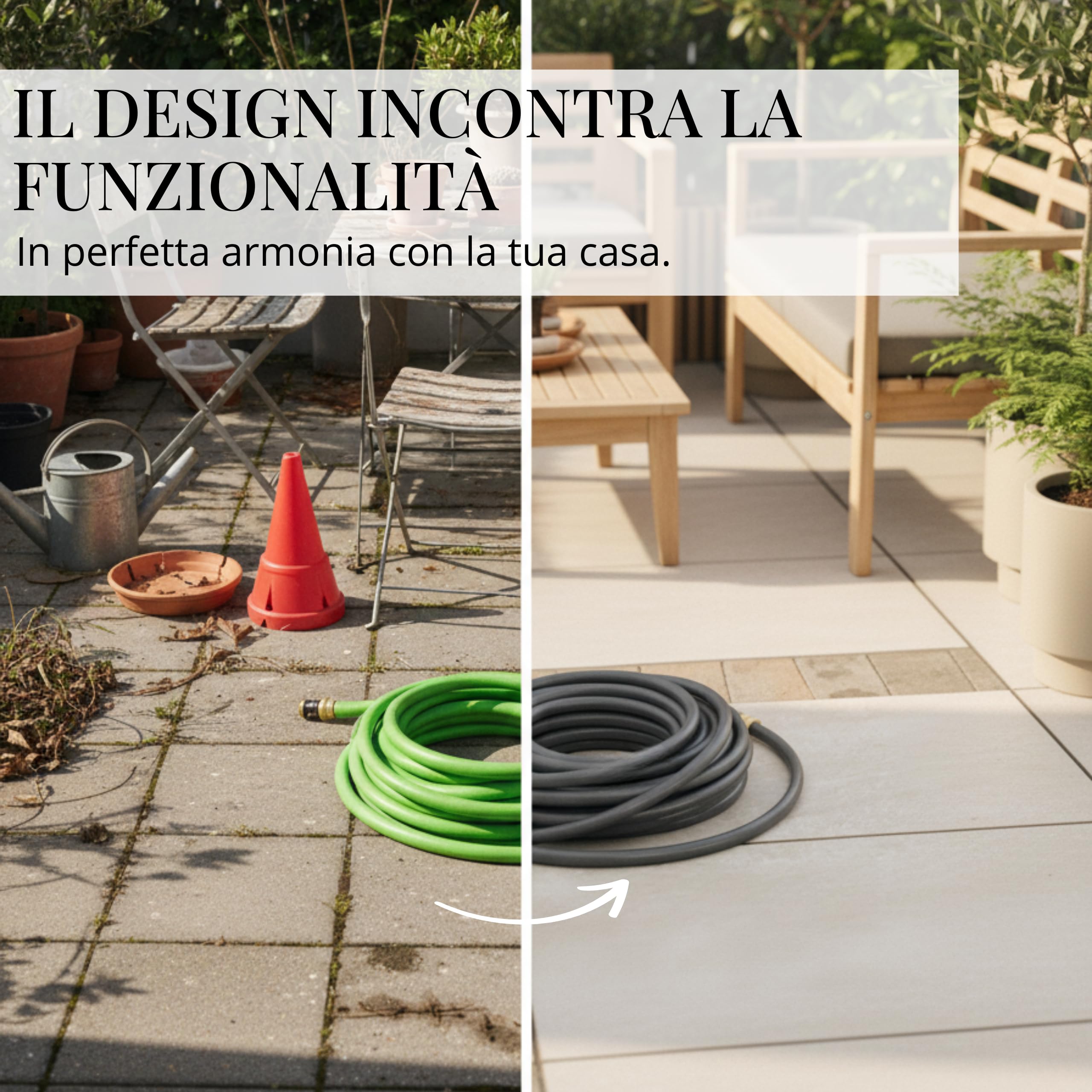 LIVLIG Tubo da Giardino 50m Design – Tubo Irrigazione Flessibile, 60% Riciclato, Resistente UV, Anti-Torsione, 1/2 Pollice, Antracite