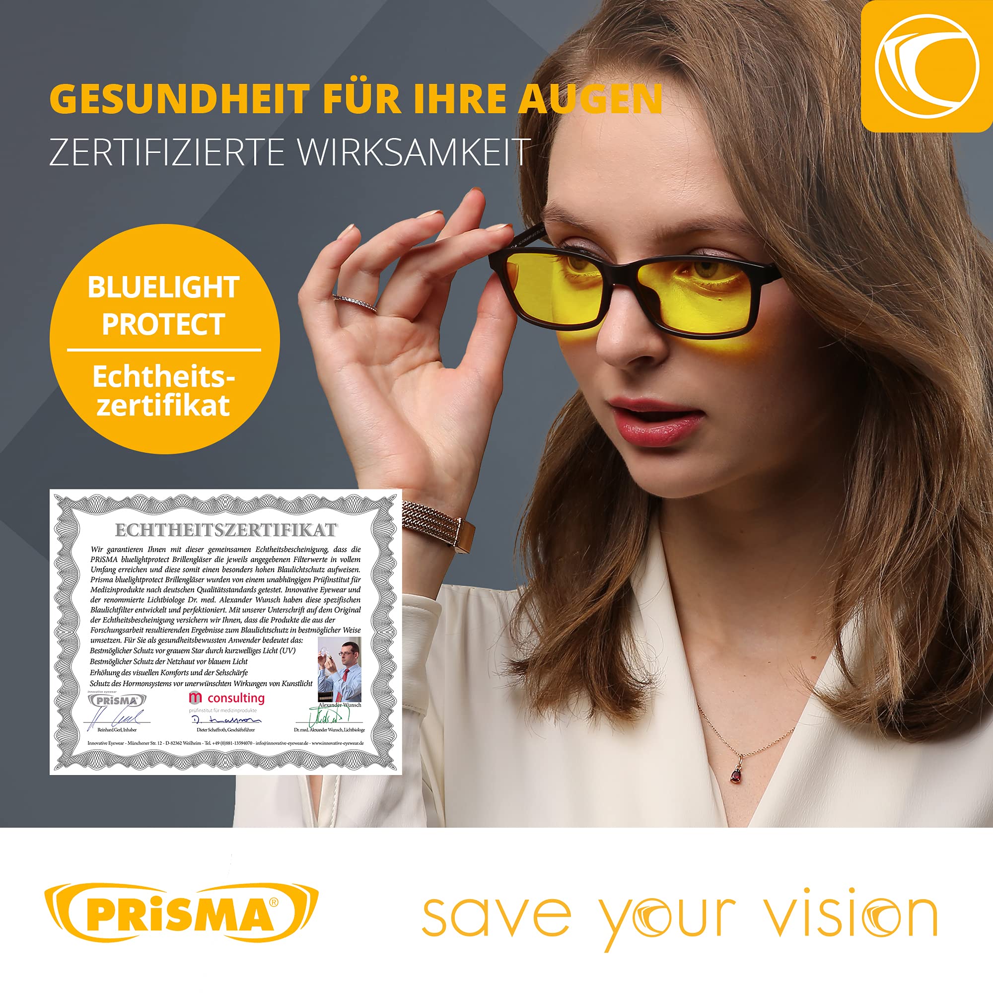 PRiSMA FREiBURG okulary filtrujące niebieskie światło, 4 warianty do pracy, PC, TV, gier, e-sportu i kierowców, redukują wysiłek oczu, dobry sen
