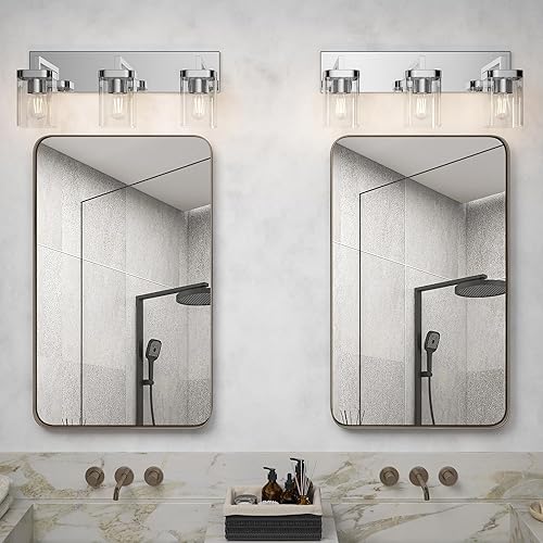 Miniatura 9 de Lámpara cromada para tocador de baño, diseño cuadrado, 3 luces, accesorios de iluminación sobre espejo, accesorios de iluminación de baño para sala