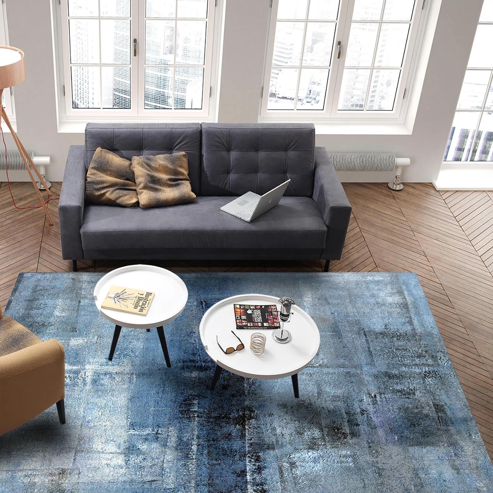 Tapis de sol abstrait grand format à l'esthétique artistique raffinée