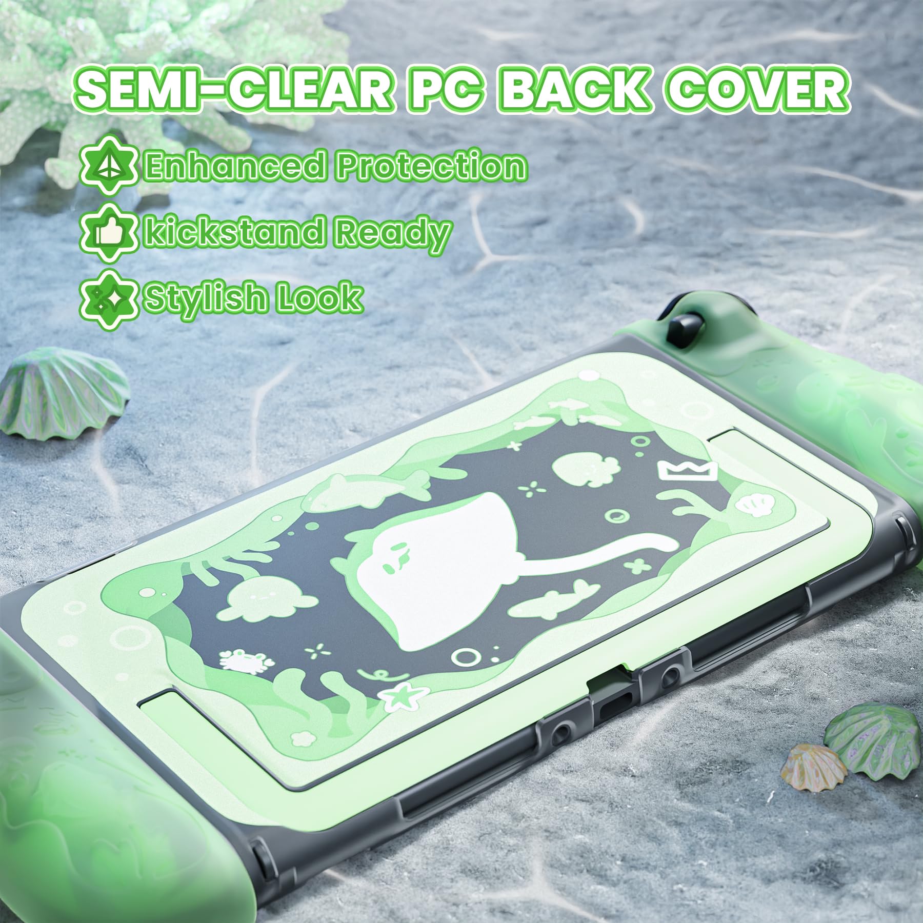 playvital Cover Dockable per Nintendo Switch 2, Custodia Grip Silicone per Joycon 2 &Copertura Console Protettiva Rigida &Copri Analogici Carini, Accessori per Switch 2, Ocean Whisper-Verde Pastello