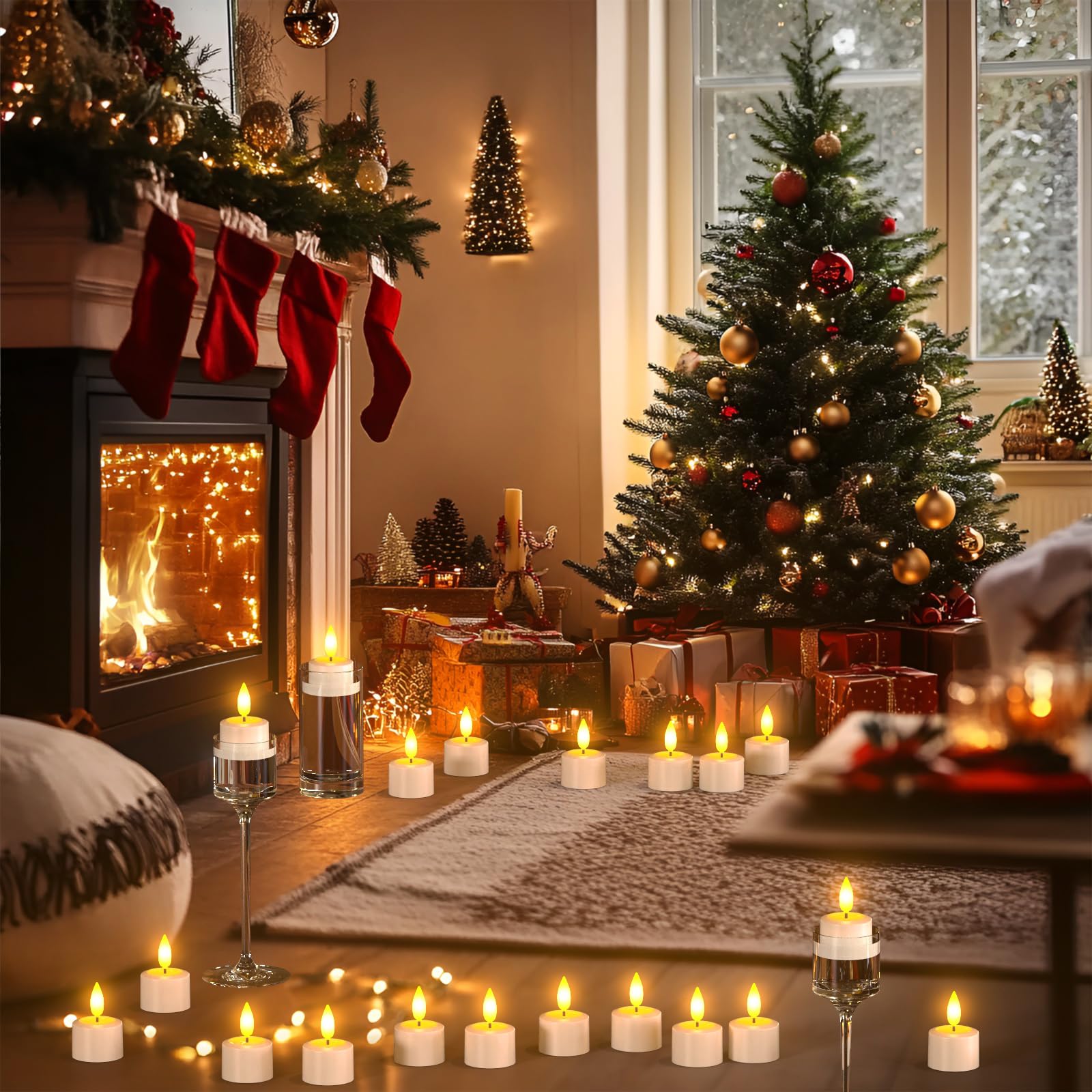 PChero Velas LED Efecto Llama, 12pcs Kit Velas de Te Luces LED con Pilas Blancas Pequeñas Velas Electricas Flotantes Decorativas para Navidad Halloween Exterior Balcon Fiesta Decoración Habitacion
