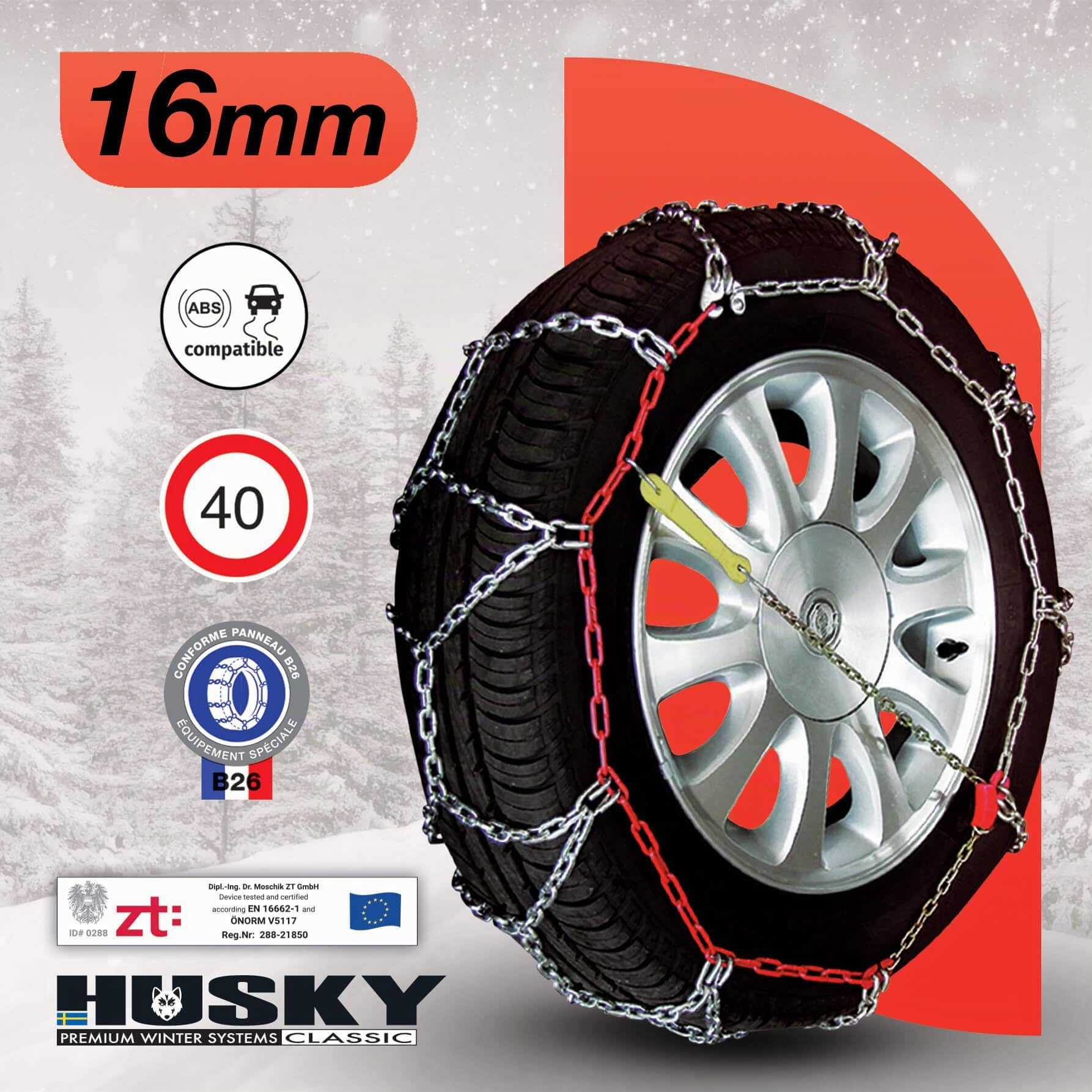 Schneeketten "Husky Professional" 16mm. TÜV. 247, 1 Paar