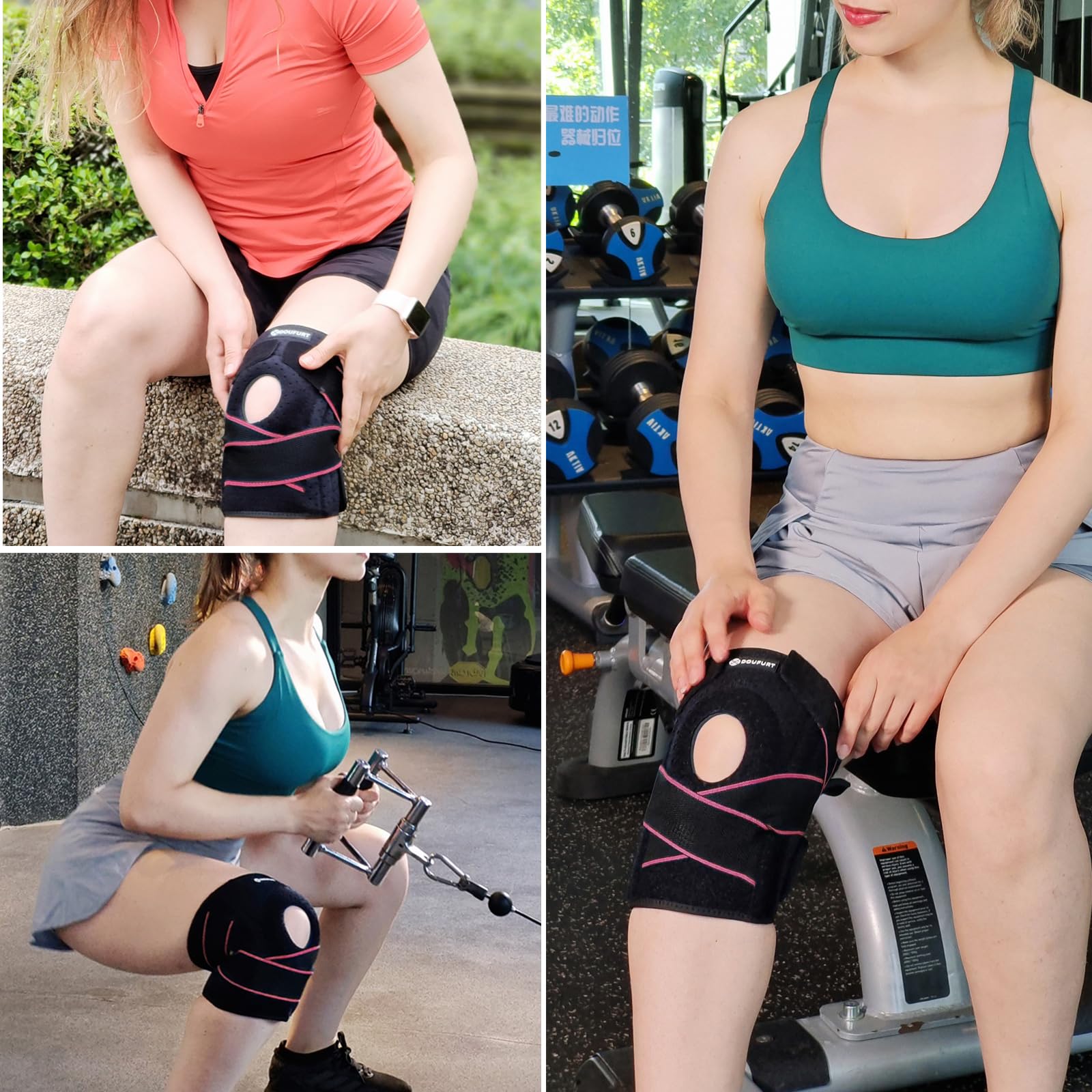 Ginocchiera con stabilizzatori laterali per menisco lacrimazione del ginocchio ACL MCL Injury Recovery Adjustable Knee Support Uomini e Donne