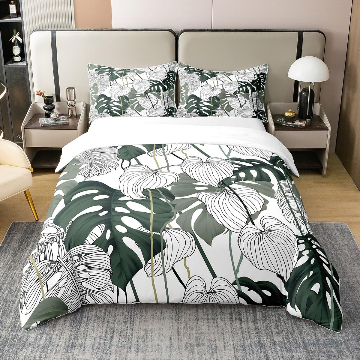 100% Natrliche Baumwolle Palm Blatt Bettwsche Set Monstera Bettbezug  Tropische Bltter Zweig Trster Abdeckung Hawaiian Hippie Botanische  Bettdecke Abdeckung fr Erwachsene,Dekor 155x220,Mikrofaser : Amazon.de:  Kche, Haushalt & Wohnen