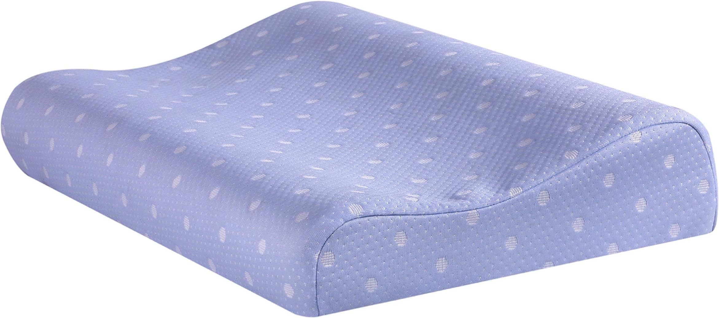 The White Willow Memory Foam Cervical Pillow for Neck, Shoulder & Spondylitis Pain Relief Orthopedic Contour Bed Pillow for Sleeping with Removable Pillow Cover (23" L x 14" W x 4" H) Blue