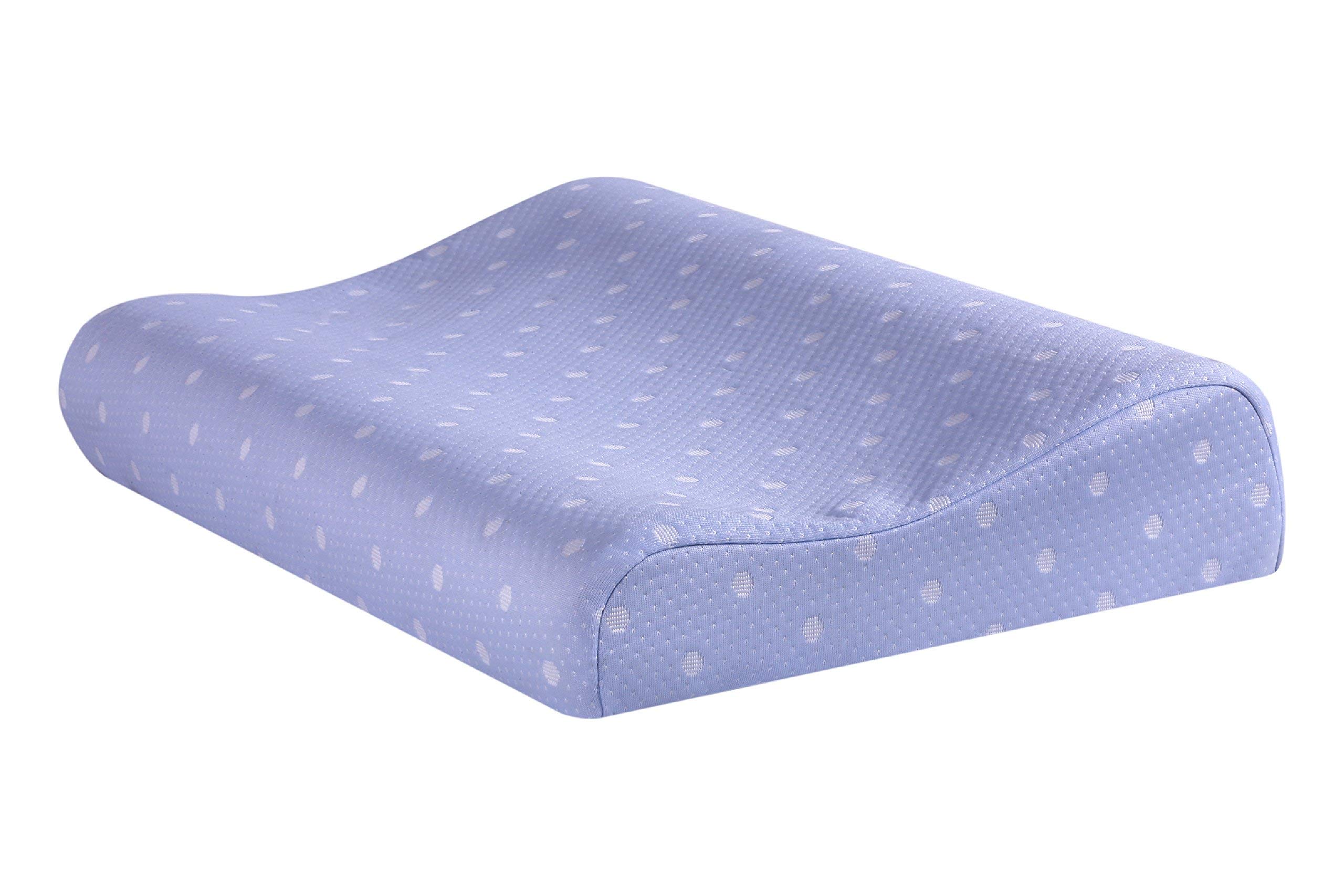 The White Willow Memory Foam Cervical Pillow for Neck, Shoulder & Spondylitis Pain Relief Orthopedic Contour Bed Pillow for Sleeping with Removable Pillow Cover (23" L x 14" W x 4" H) Blue