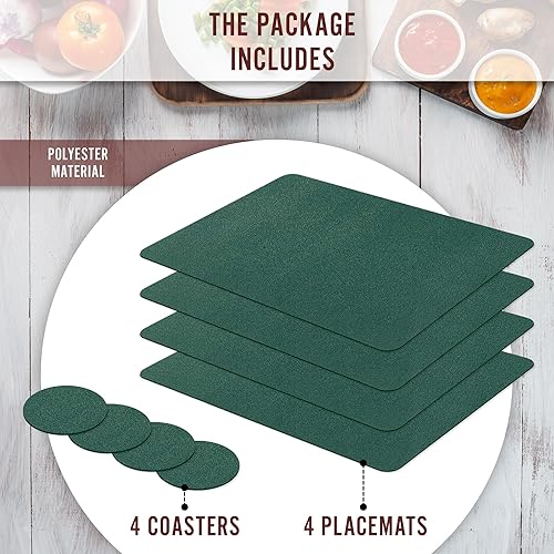 Miniatura 6 de Juego de manteles individuales y posavasos de cuero, muy duradero, PVC puro, resistente al calor, impermeable, lavable, fácil de limpiar, manteles