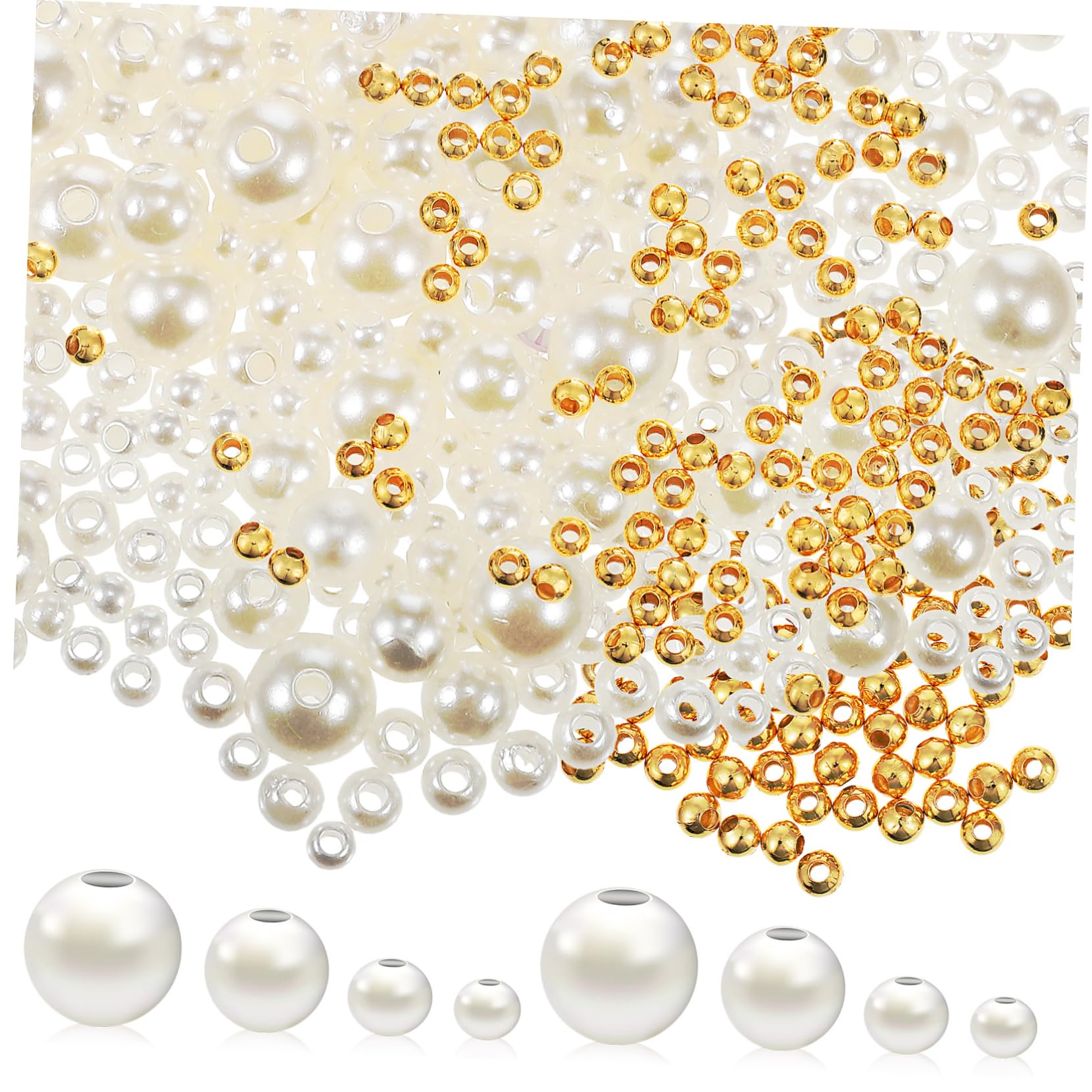 Gadpiparty 3 Sätze Perlen + Perlenzubehör Rund Verschiedene Schmuckanhänger Lose DIY Abstandshalter Bügelperlen Set Abstandsperlen Bastelperlen Elegante Kleine 900 Stück * 3