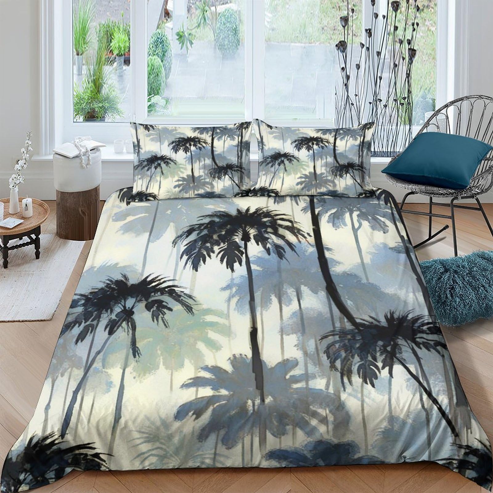 Ctjqhvkz Style-6 3D Printed Tropical Palm Tree Fitted Sheet Microfiber Soft Breathable Sunset Forest Mattress Cover For Bedroom Guest Room Decor Single（135X200cm）