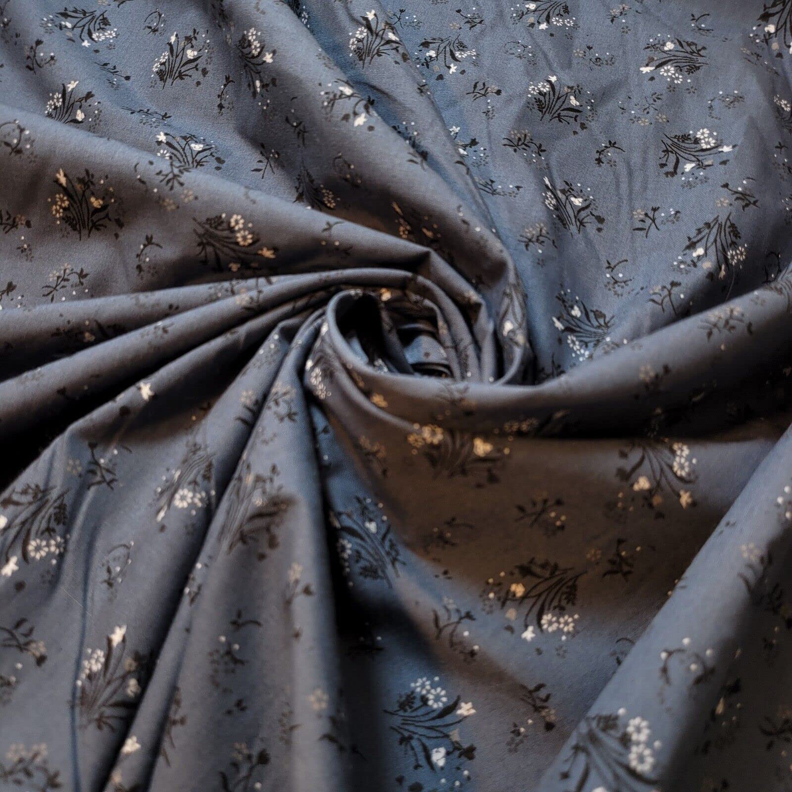 100% Cotton Vintage Novelty Floral Dress Material Craft Quilting Fabric - Perfect for Sewing Projects and Dress Making - Cotton Fabric by The Metre Clearance 44" (Marl Grey Vintage Floral)