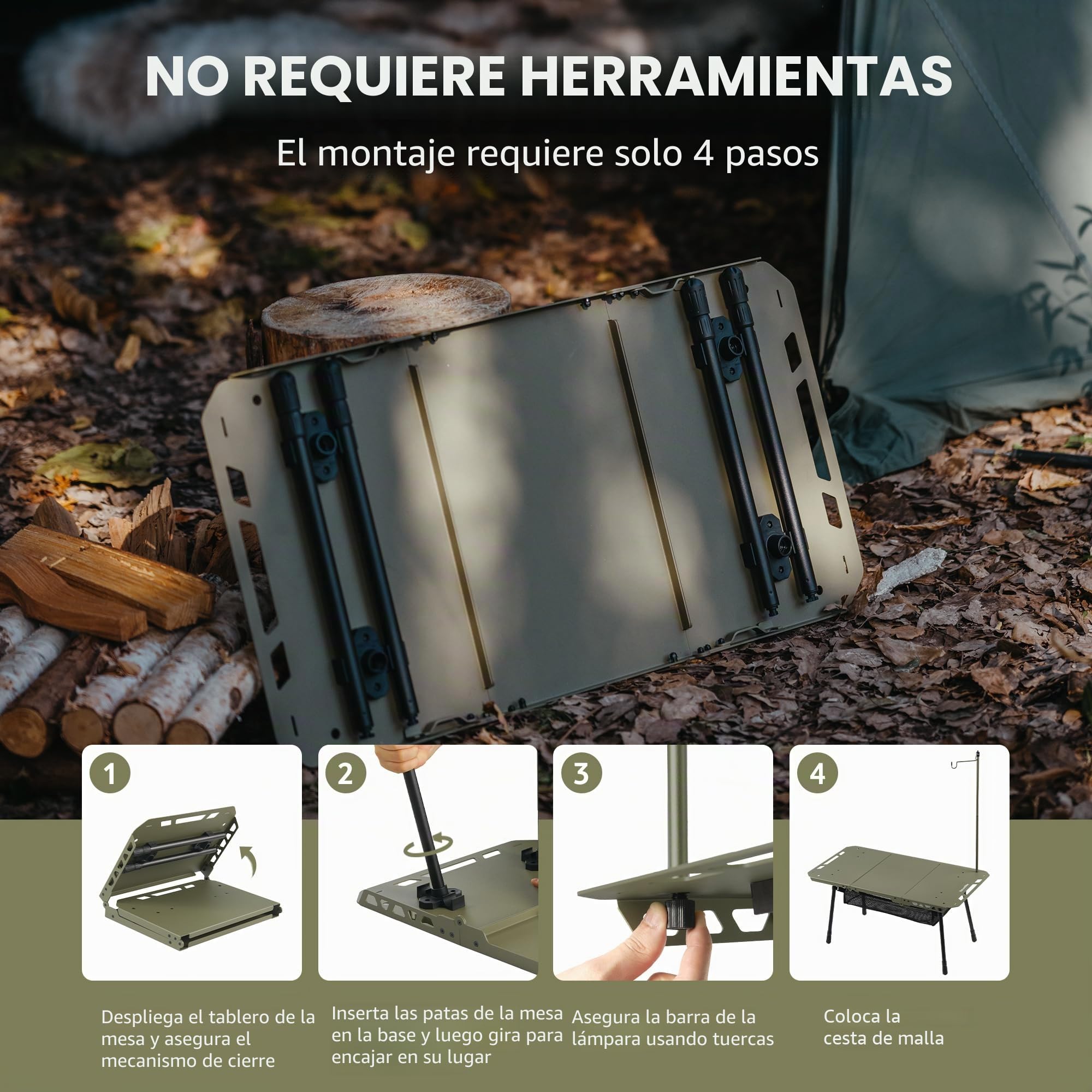 Naturehike Mesa de camping plegable en 3 niveles, resistente para el hogar, cocina, picnic y exterior, plegable compacta, ideal para camping y uso diario