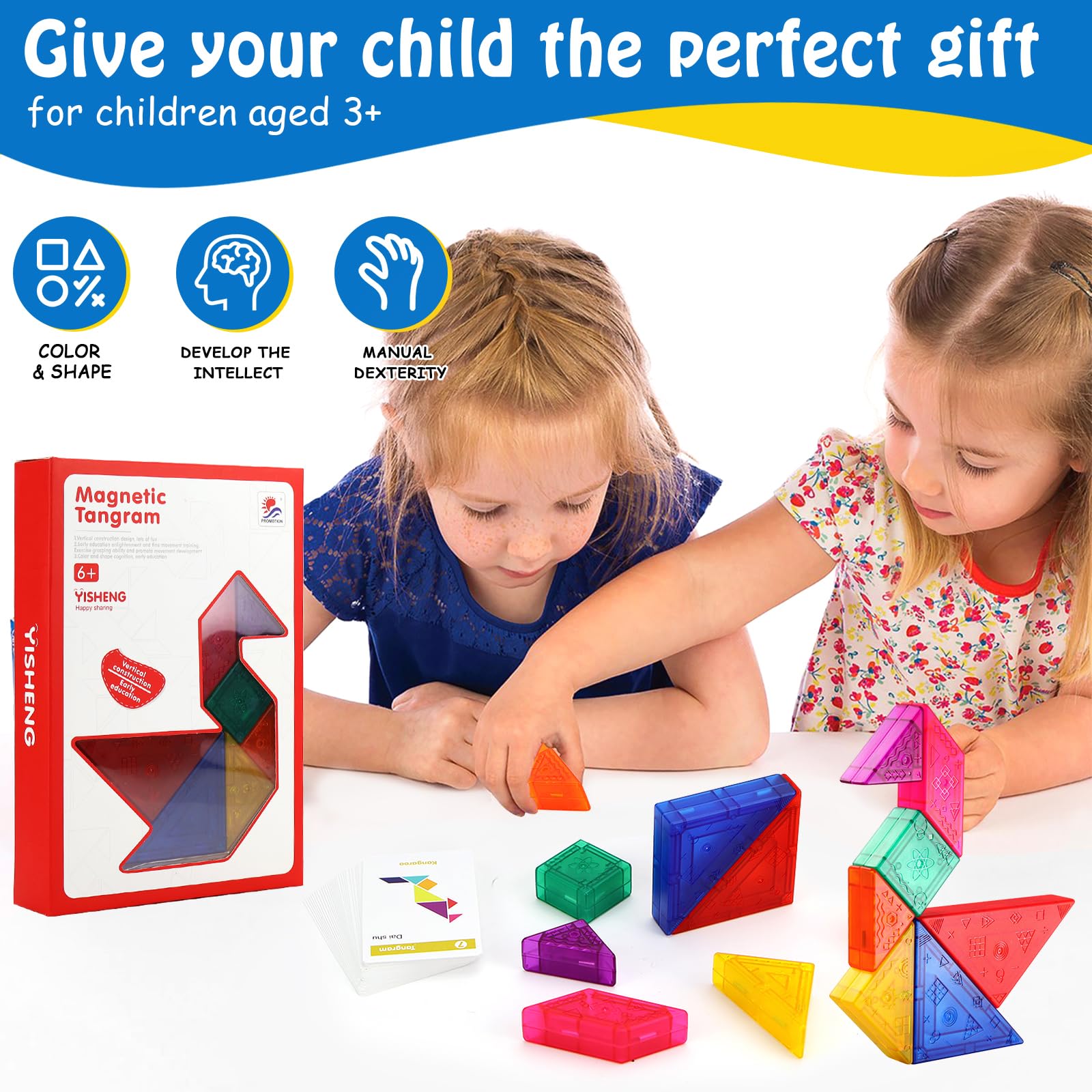 Tangram Magnetico IQ Puzzle Giochi di viaggio curioso e divertente per bambini dai 4 Tangram Bambini Tetris Magnetic Gioco Aereo Gadget