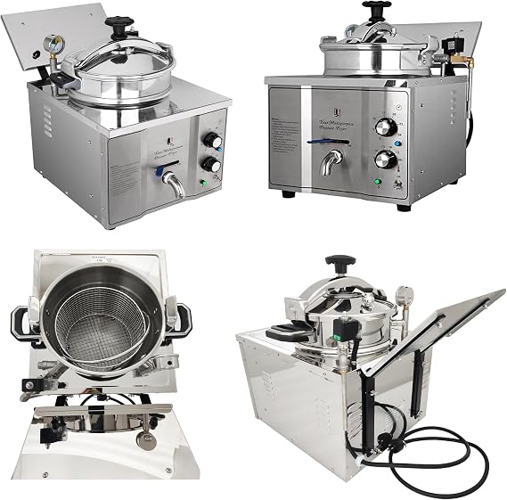 16L Electric Pressure Deep Fryer, Commercial Countertop Pressure Fryer, Stainless Steel High Pressure Fried Chicken Machine